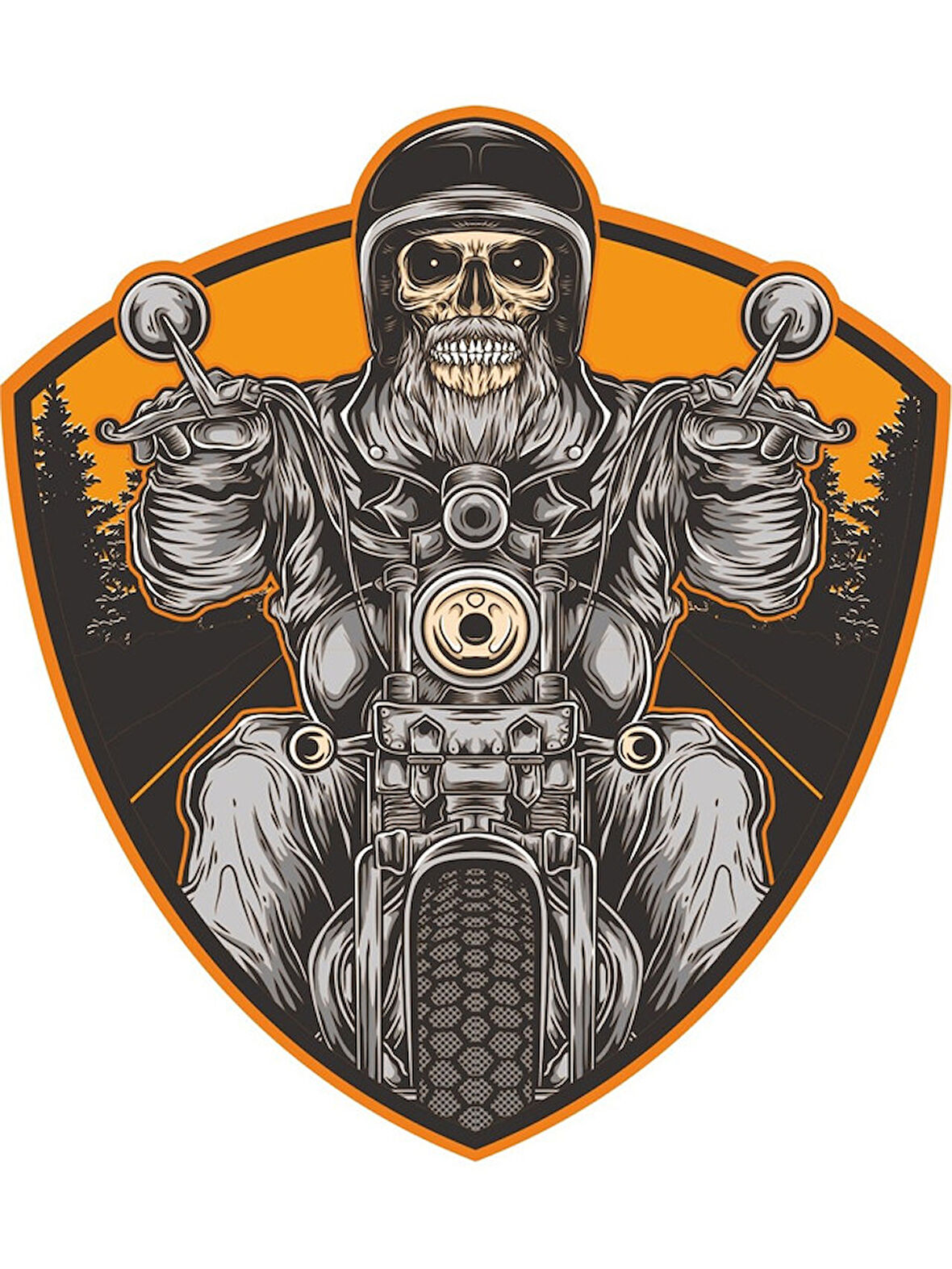 Motorcu motorsiklet Kurukafa Sticker 18cm