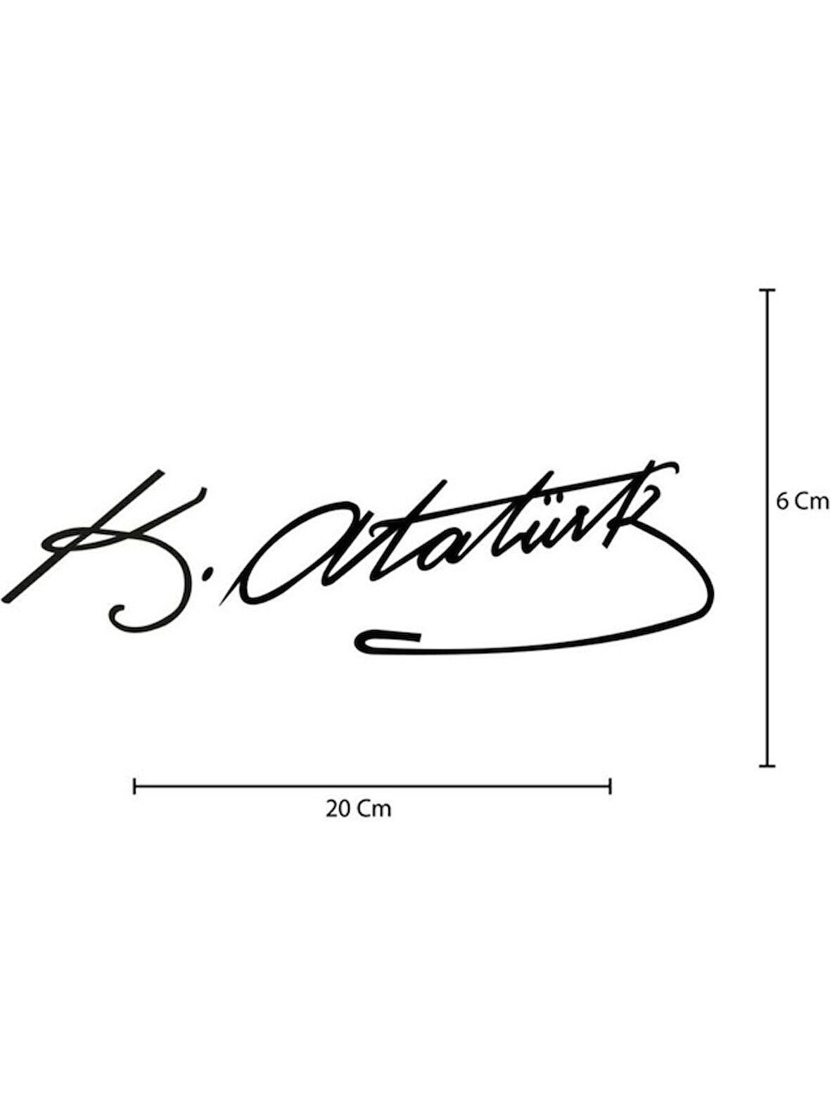 Mustafa Kemal Atatürk Imza Araba Stickerı Atatürk Imzas 20CM Siyah Renk