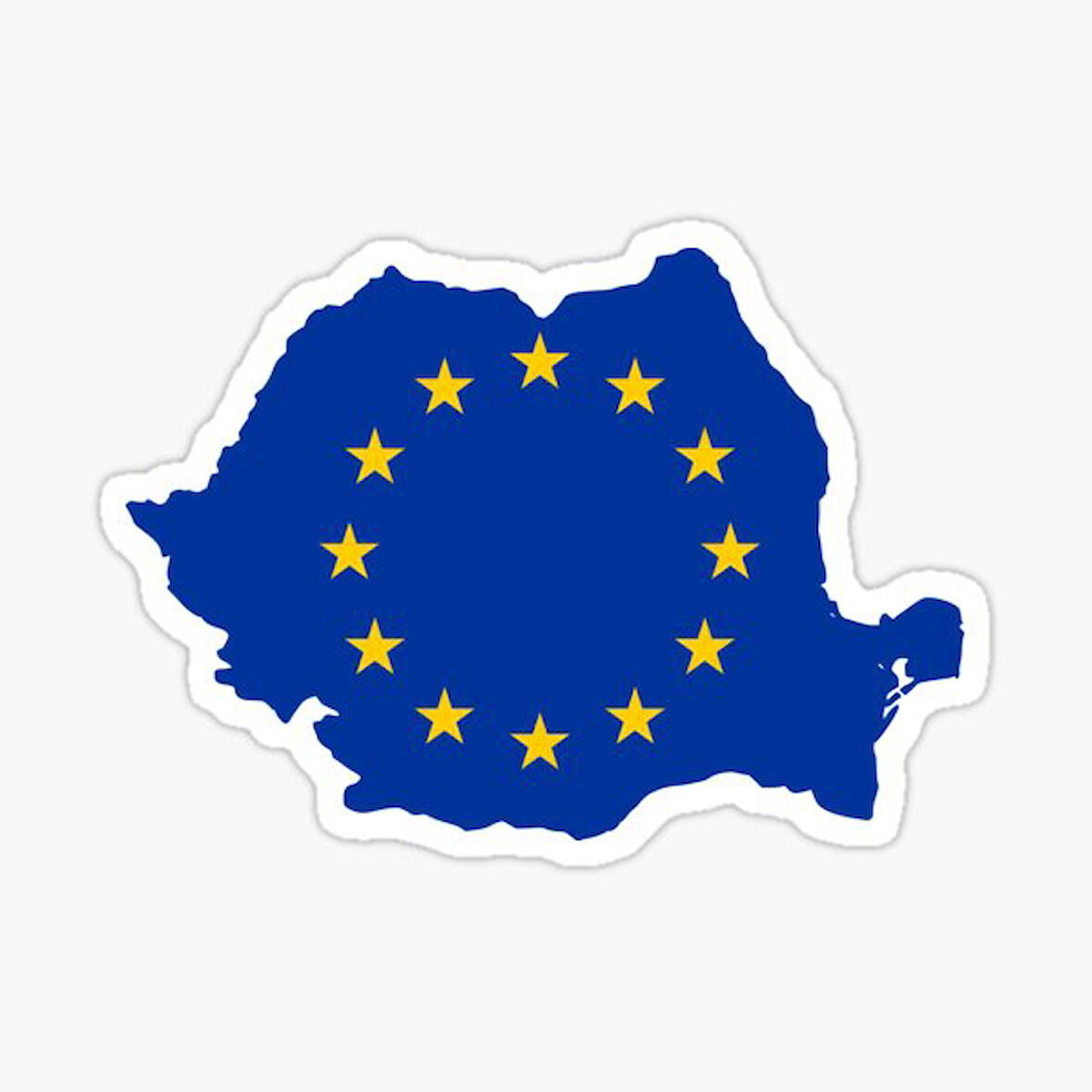 Romanya Avrupa Birliği Bayrağı Haritası Sticker Yapıştırma 19CM