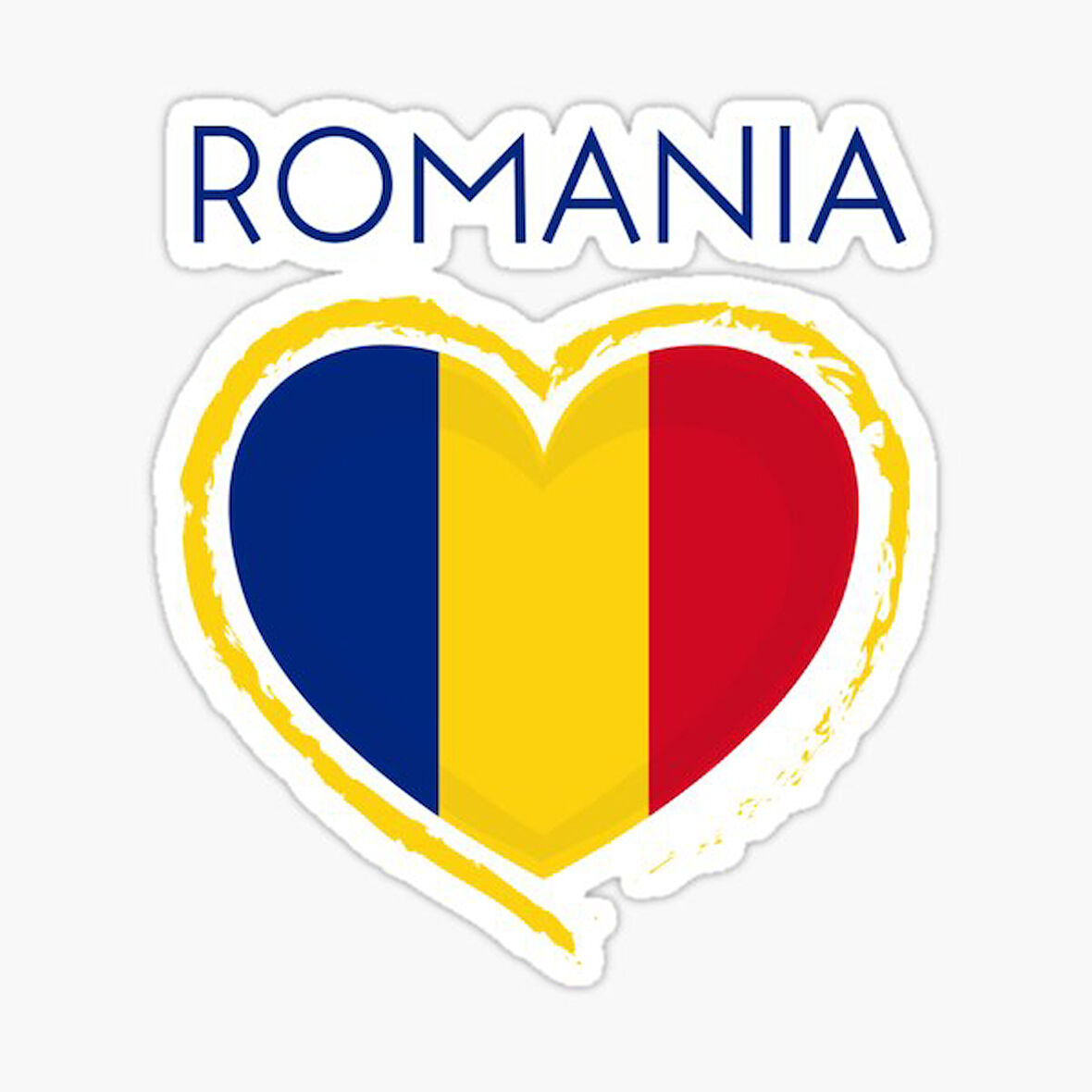 Romanya Bayrağı - Romanya Aşk Sticker Etiket 19CM