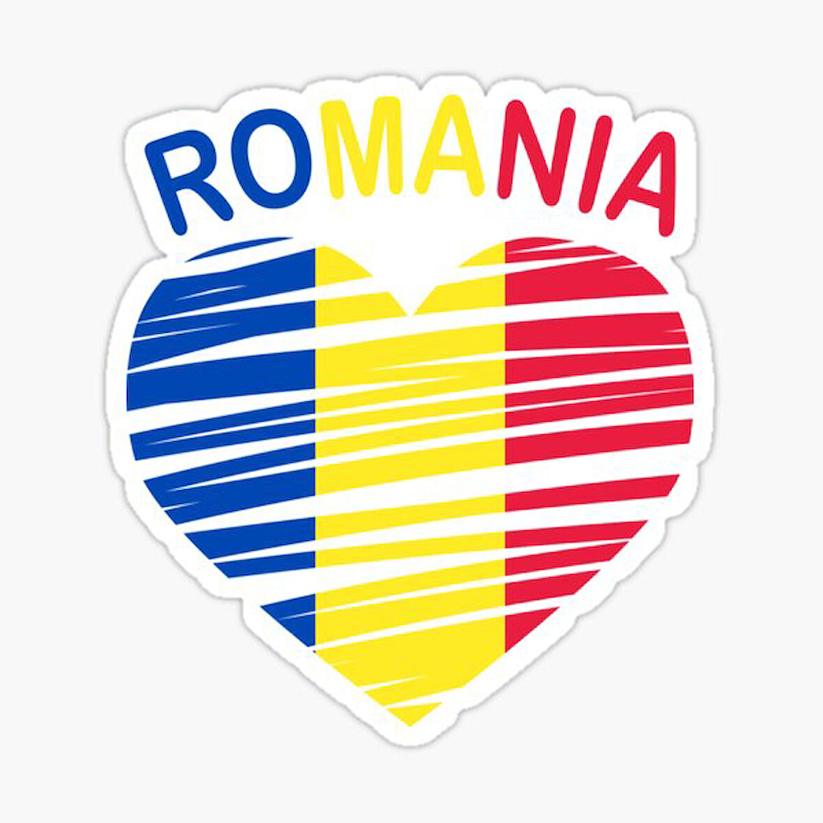 Romanya Rumen Çıkartması Araba Kalp Sticker Etiket 19CM