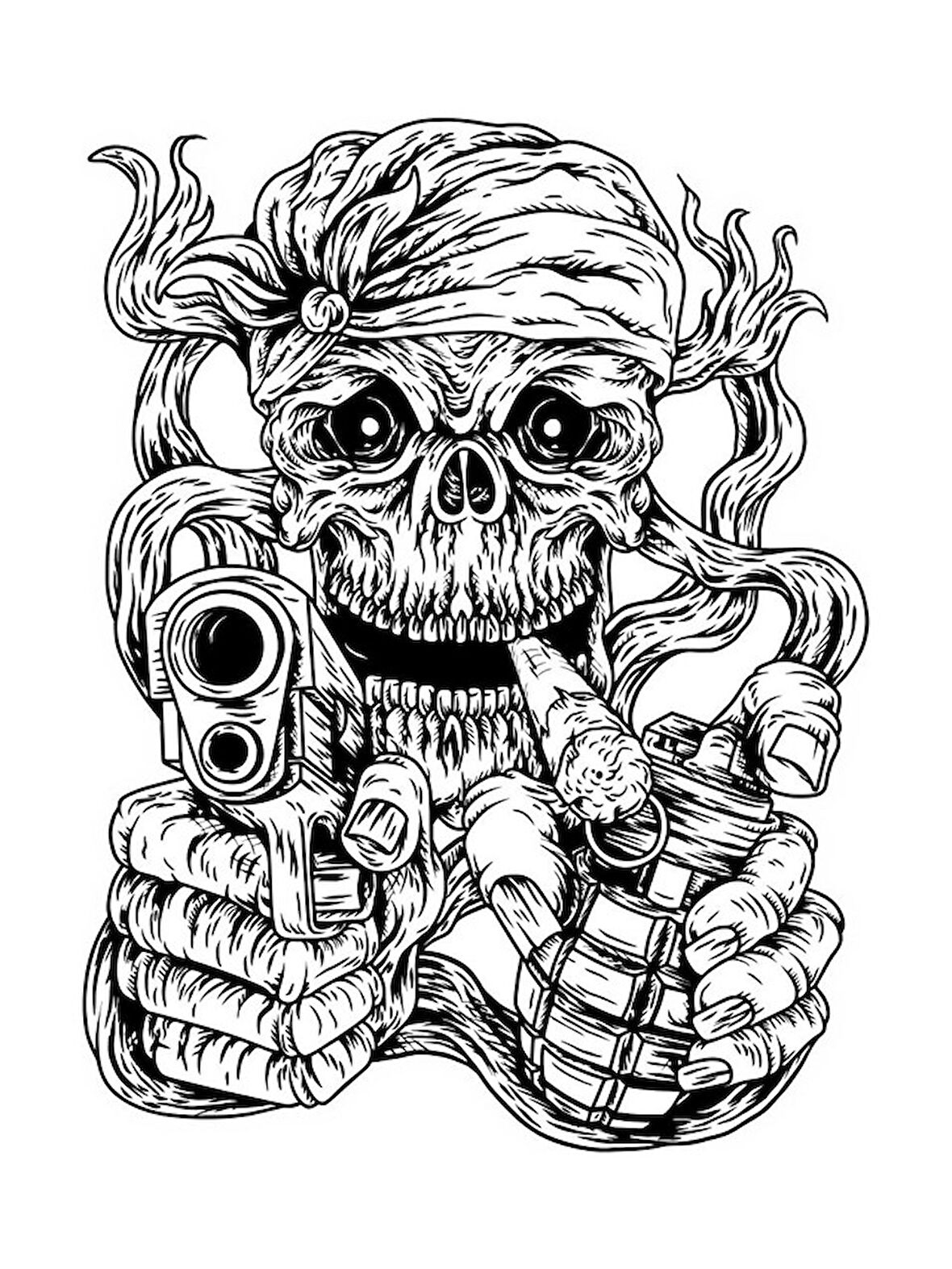 Silahlı Kurukafa Kuru Kafa Kurukafa Araba Sticker 19CM