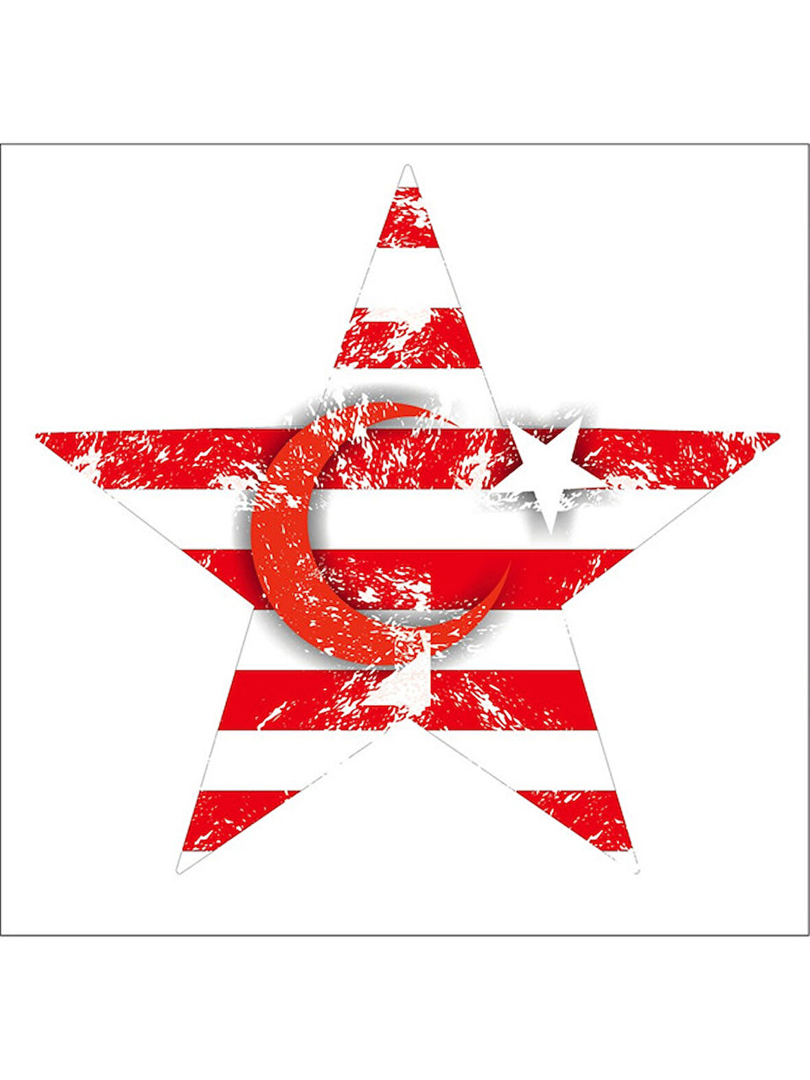 Yıldızlı Türk Bayrağı Araba MotorsikletSticker 19 CM