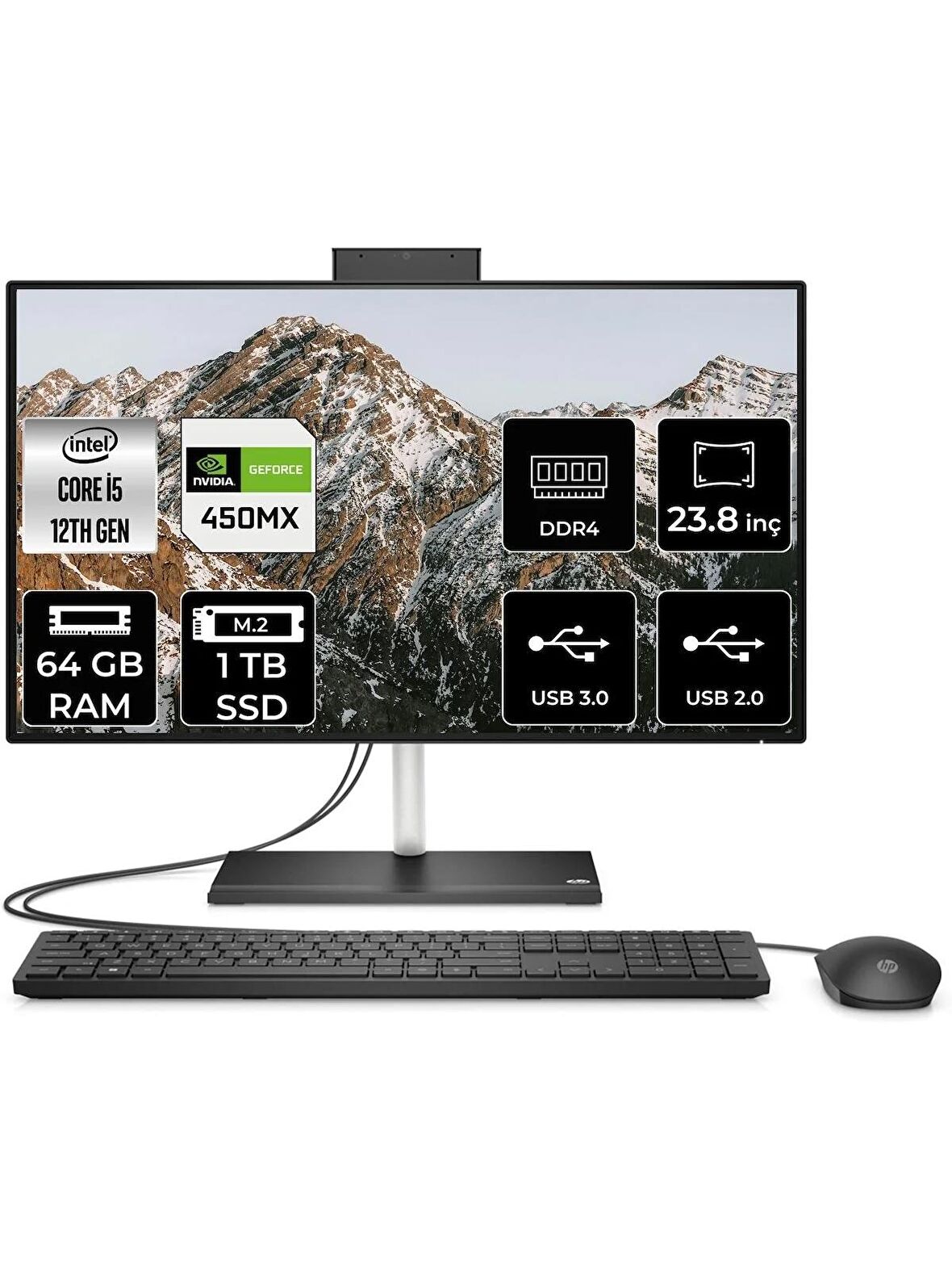 HP 24 CB1013NT i5 1235U 64GB RAM 1TB SSD MX450/2GB 23.8" FHD FDOS ALL IN ONE PC 79N36EA 