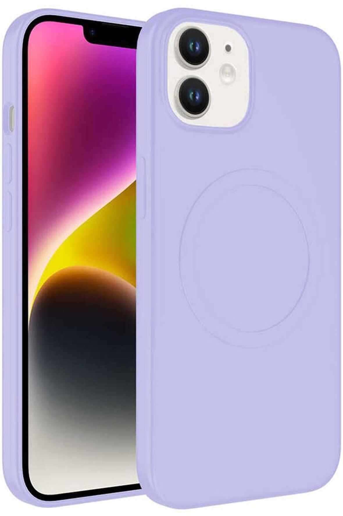 Apple iPhone 12 Kılıf Magsafe Wireless Şarj Özellikli Pastel Renk Silikon Mat Kapak