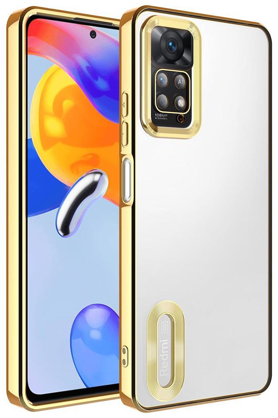 Xiaomi Redmi Note 11 Pro 5G Kılıf Köşeleri Renkli Şeffaf Kamera Korumalı Silikon Luxury Kapak