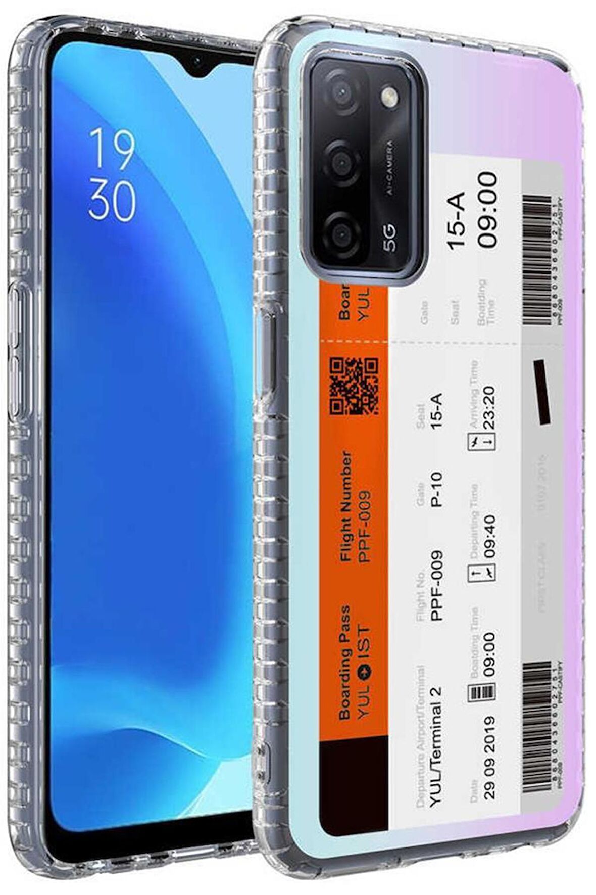 Oppo A54 4G Kılıf Airbag Kenarlı Renkli Desenli Elegans Silikon