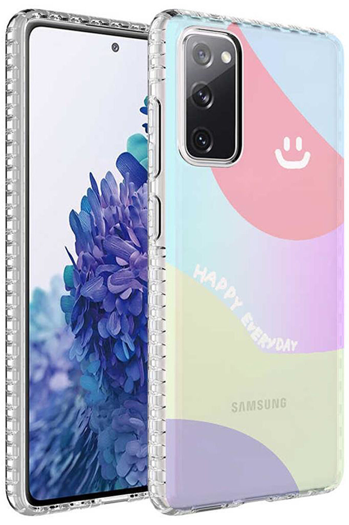 Galaxy S20 FE Kılıf Airbag Kenarlı Renkli Desenli Elegans Silikon