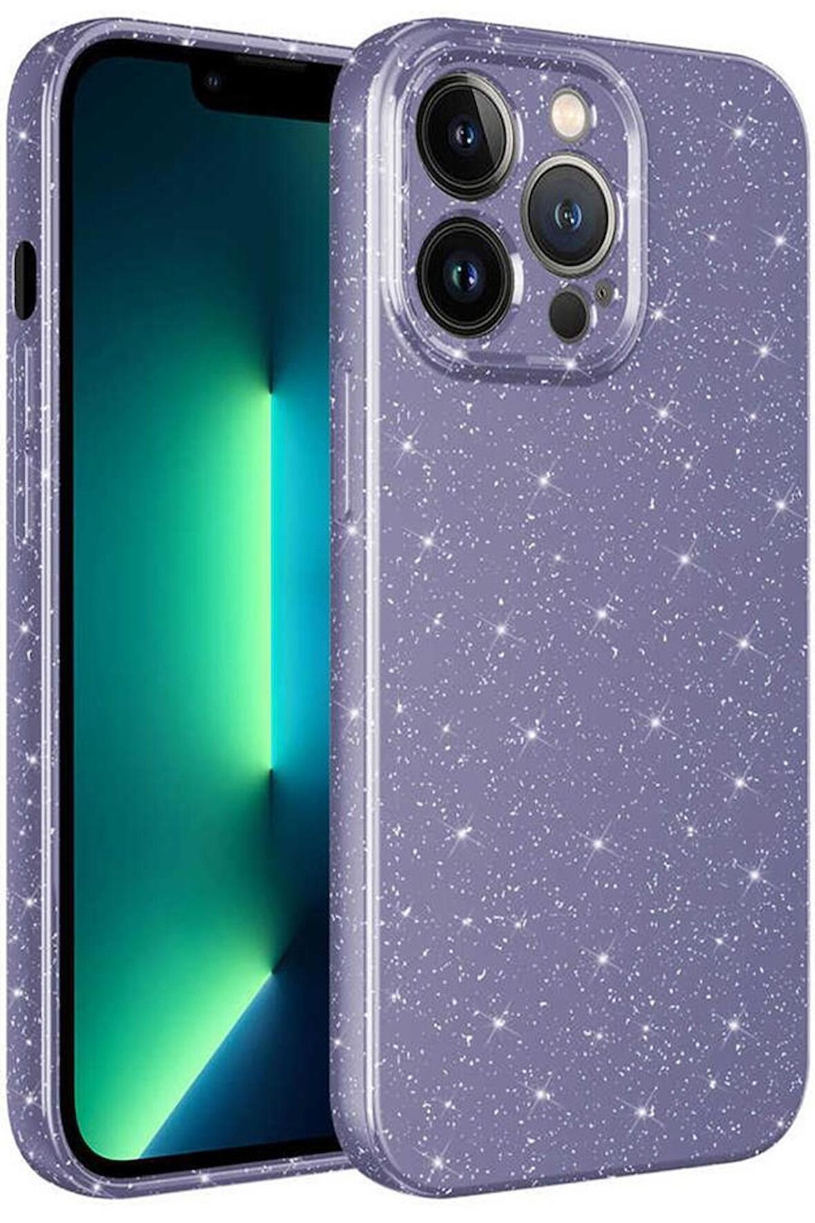 iPhone 13 Pro Max Kılıf Kamera Korumalı Simli Parıltılı Lüks