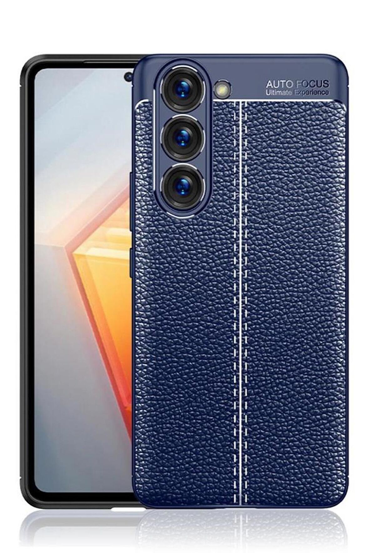 Galaxy S23 Kılıf Deri Desenli Kamera Korumalı Silikon