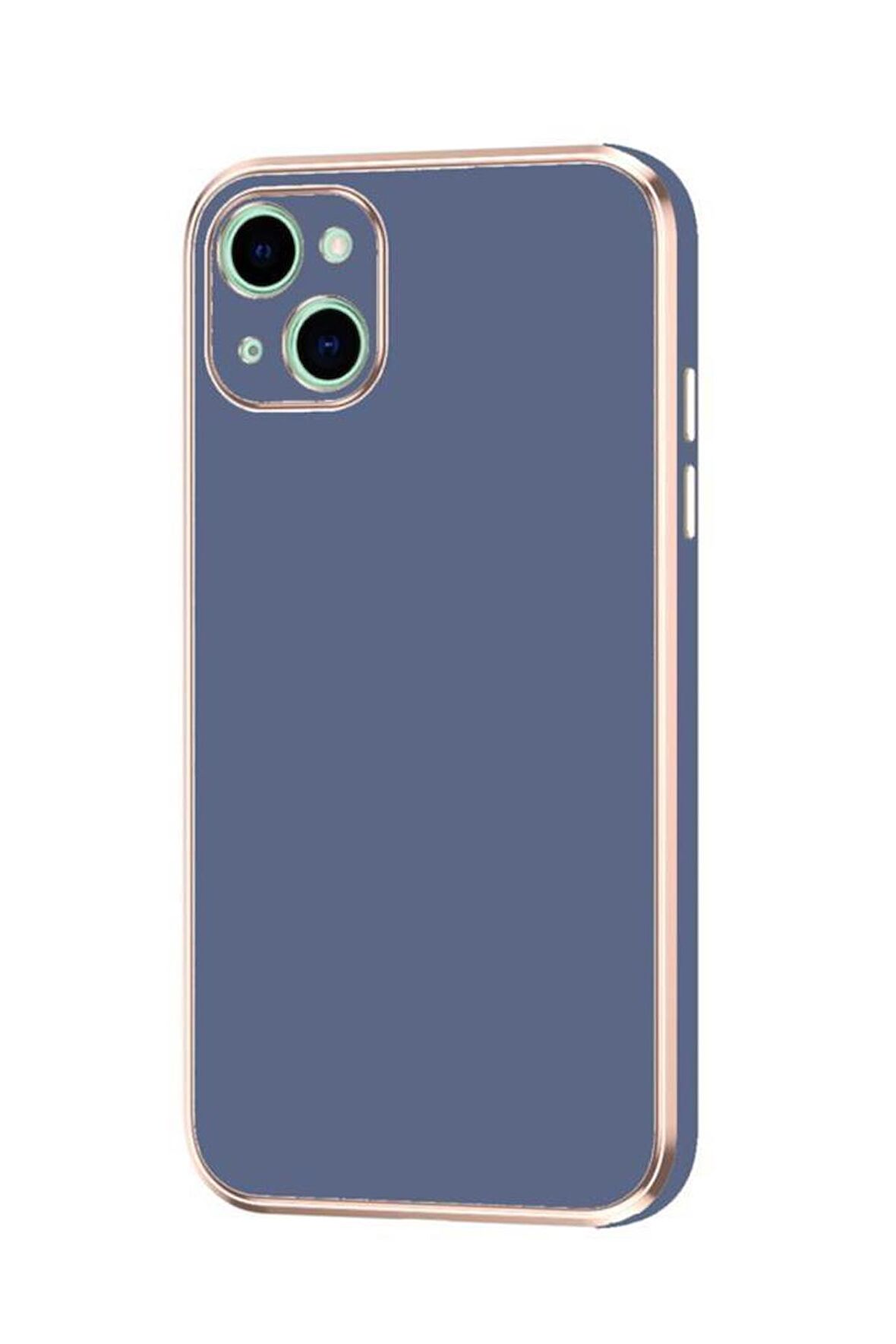 Apple iPhone 14 Kılıf Kamera Korumalı Altın Kenar Tasarım Silikon