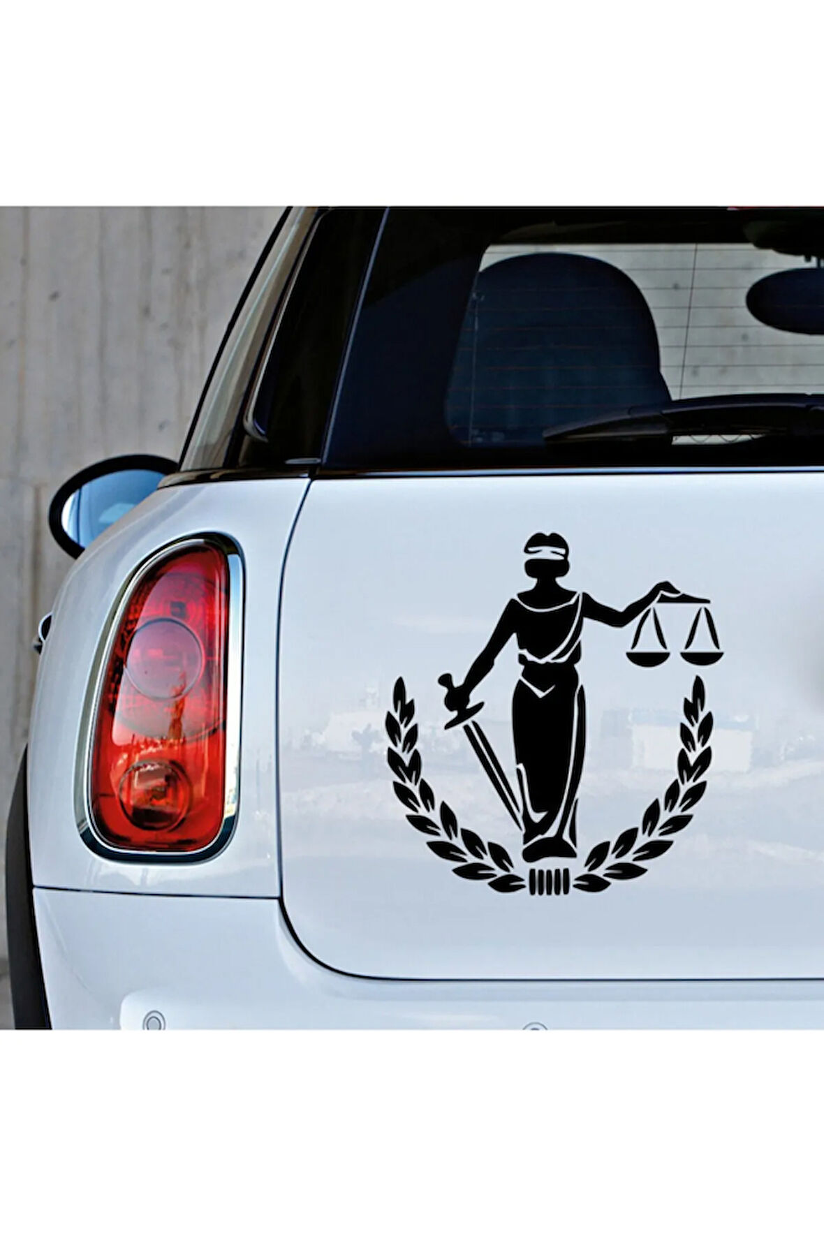 Adelet Simgesi Terazi Araba Oto Leptop Sticker 20cm Siyah Renk