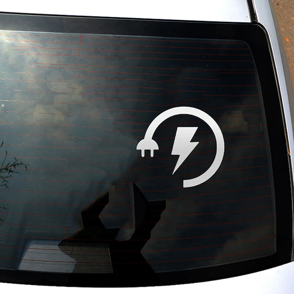 Araba Sarj Uyarısı Arka Cam Elektrikli Araba Sticker Etiket 14 CM Beyaz Renk