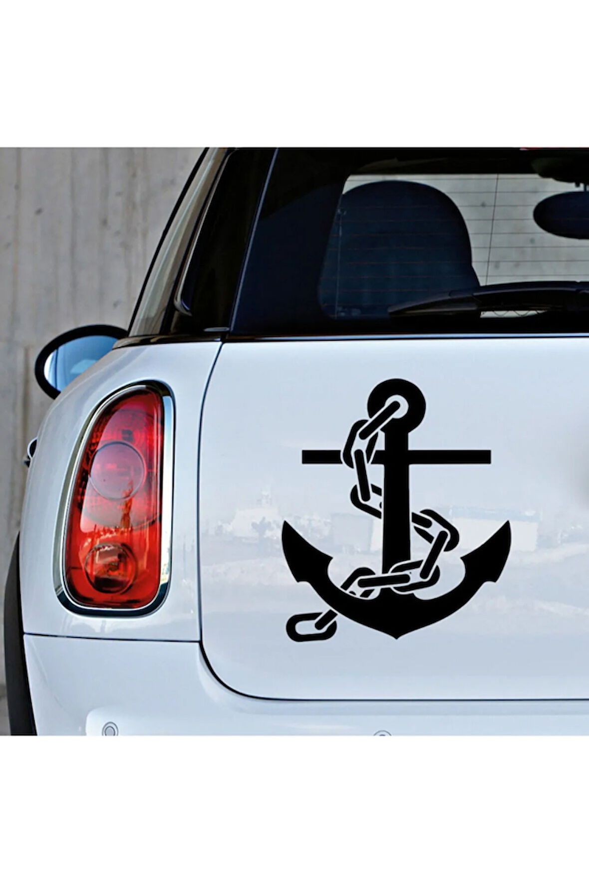 Deniz Çapası Ve Zincir Sticker Yapıştırması 22cm  Siyah