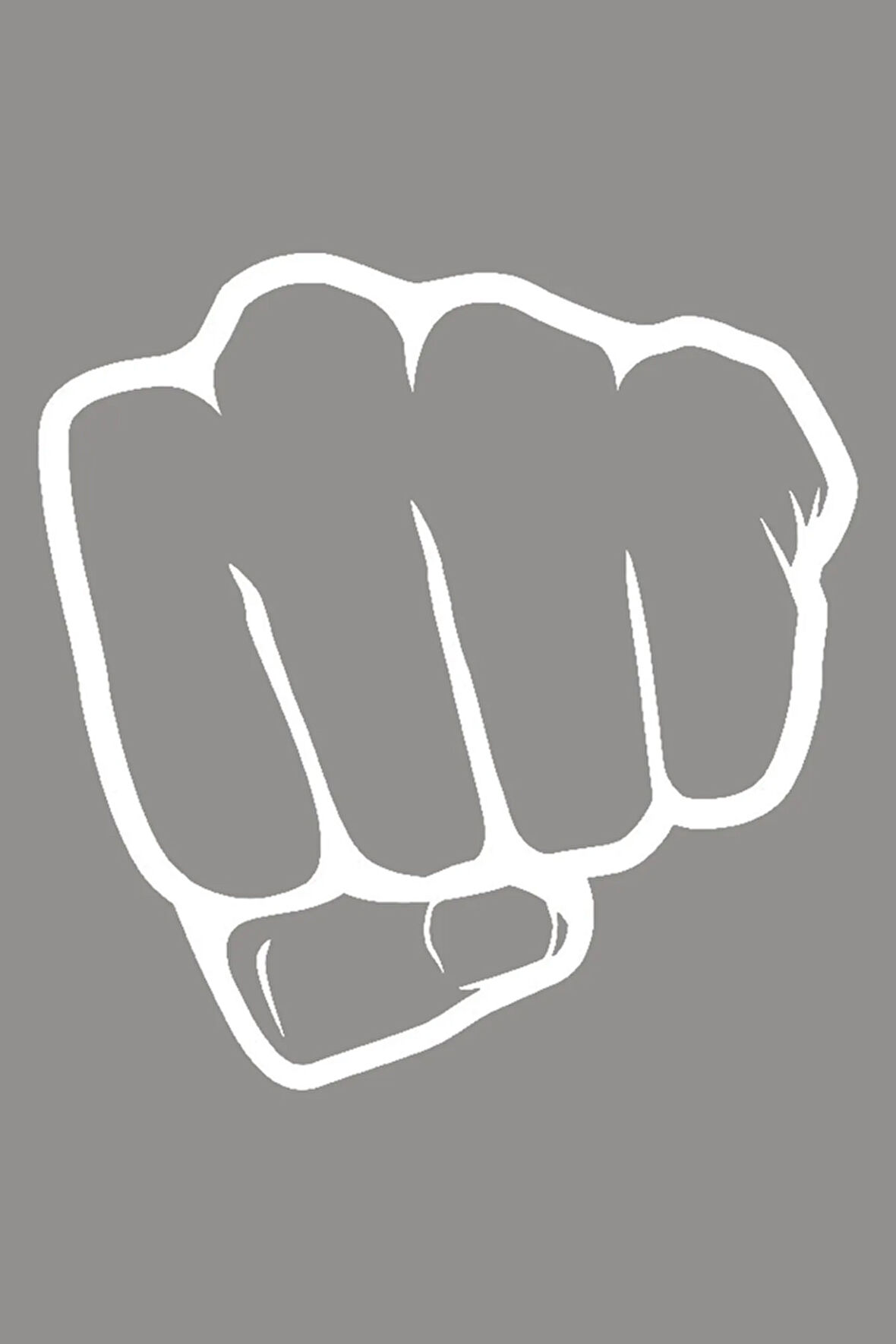 EL Sıkmış Şekilde Duran Yumruk El Araç Stickerları 15cm Beyaz