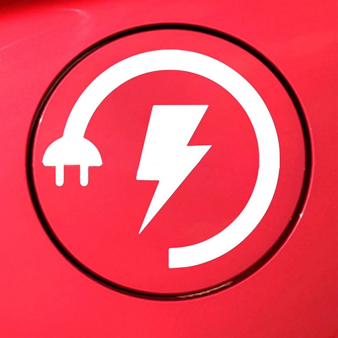 Elektirikli Araba Şarj Etiketi Yapıştırması Depo kapağı Uyarısı 13 CM Beyaz