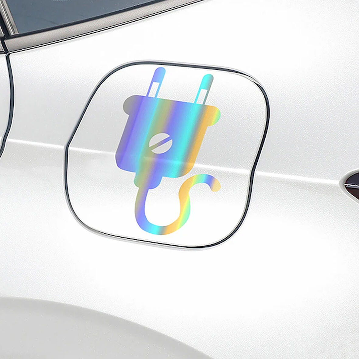 Elektirikli Araba Şarj Etiketi Yapıştırması Depo kapağı Uyarısı 13 CM Hologram