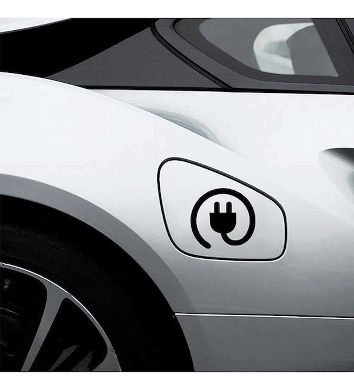 Elektirikli Araç Elektrikli Araba Depo Kapağı Fiş Priz Logosu Sticker Etiket