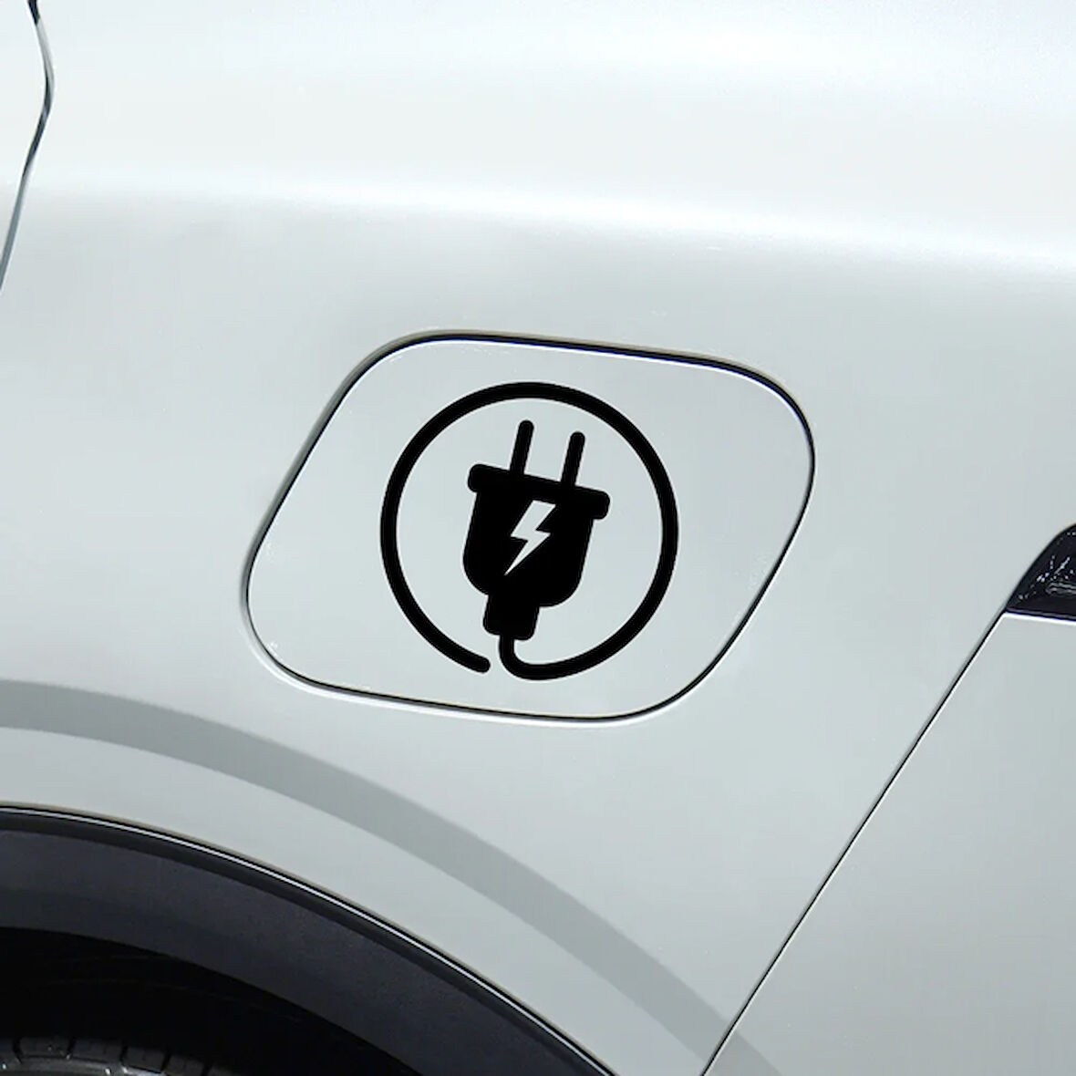 Elektirikli Araç Uyarı Sarj Logosu Araba Sticker Etiket 14CM Siyah Renk