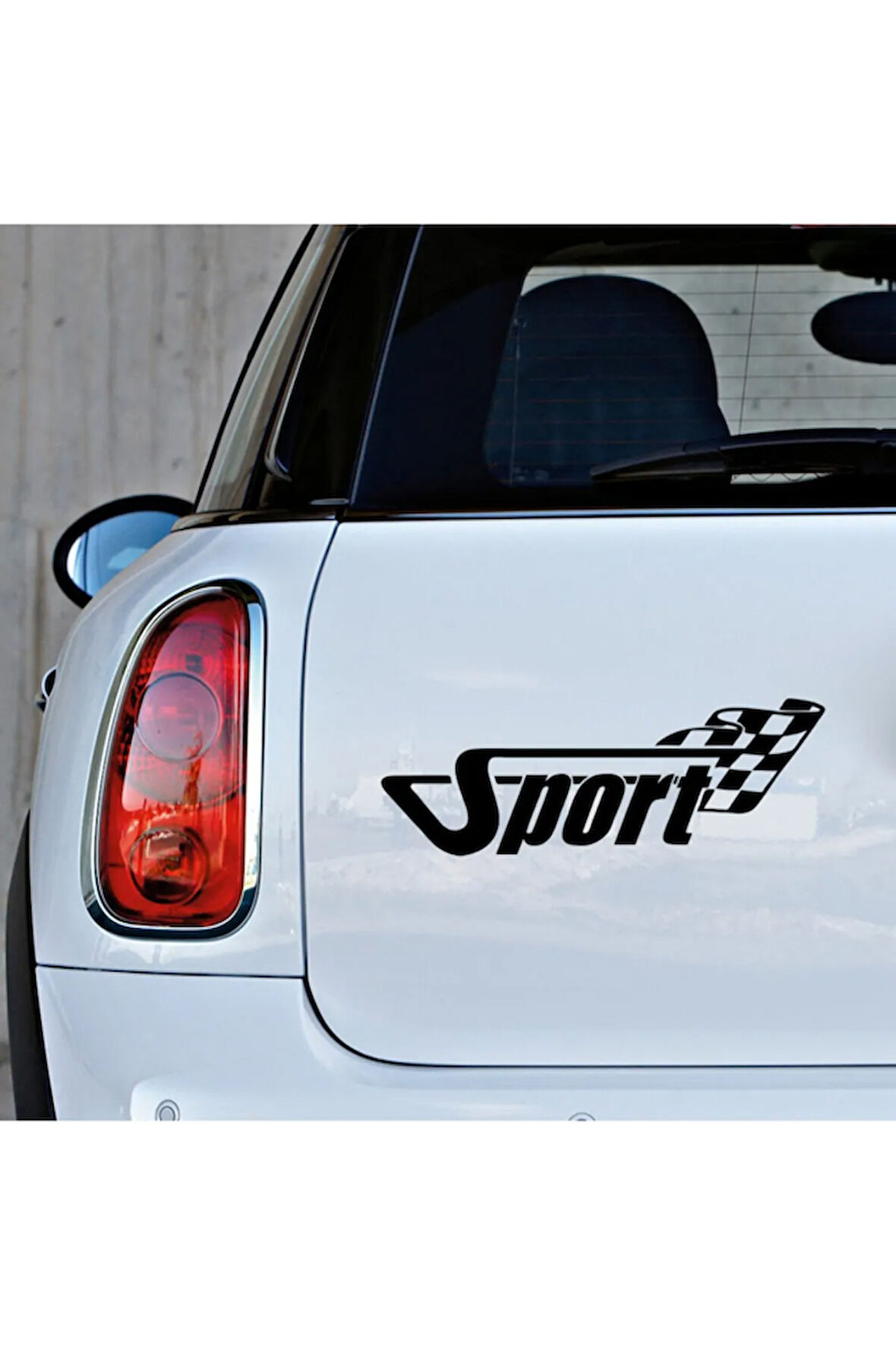 Finish Bayraklı Sport Yazısı Modifiye Araba Oto Sticker 20cm Siyah