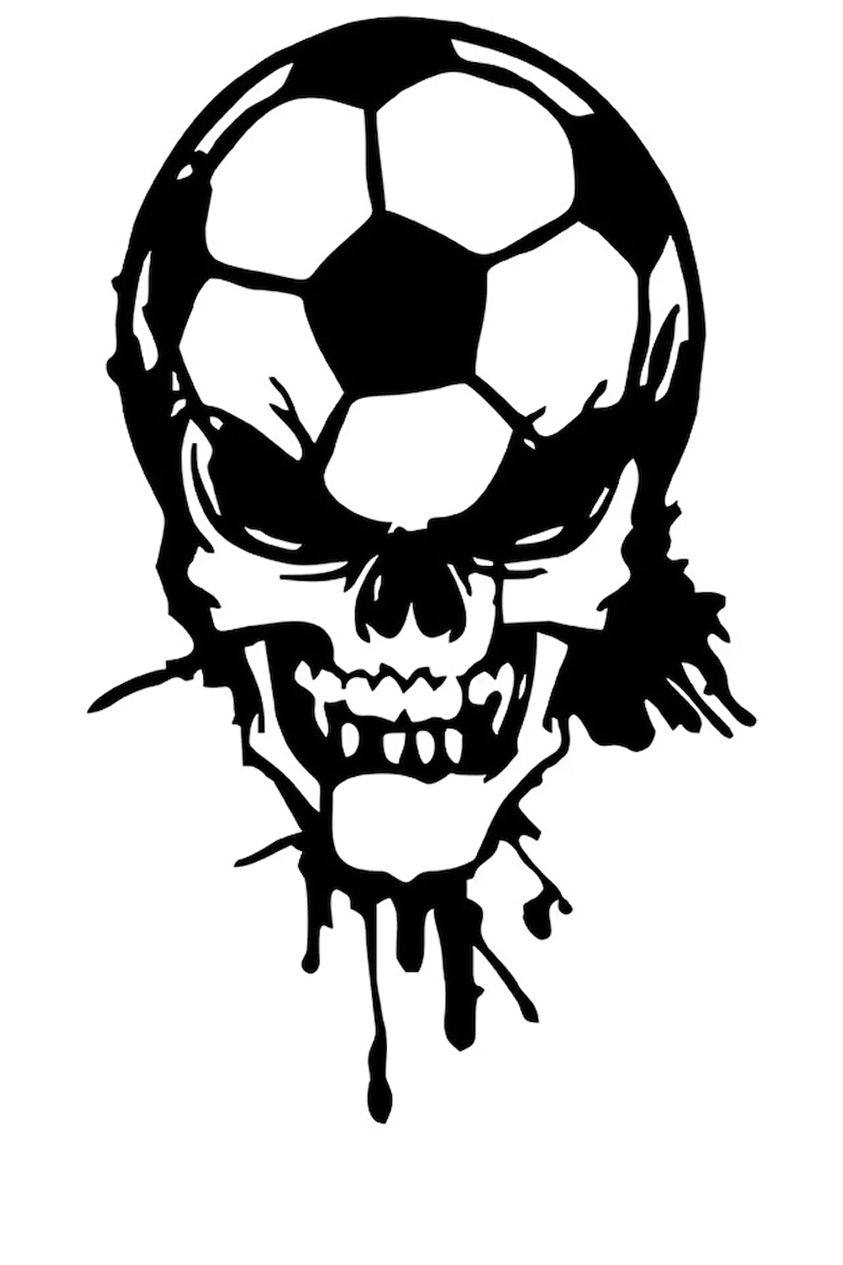 Futbol Topu Ve Kuru Kafa Araç oto Araba Sticker Yapıştırma 15cm Siyah