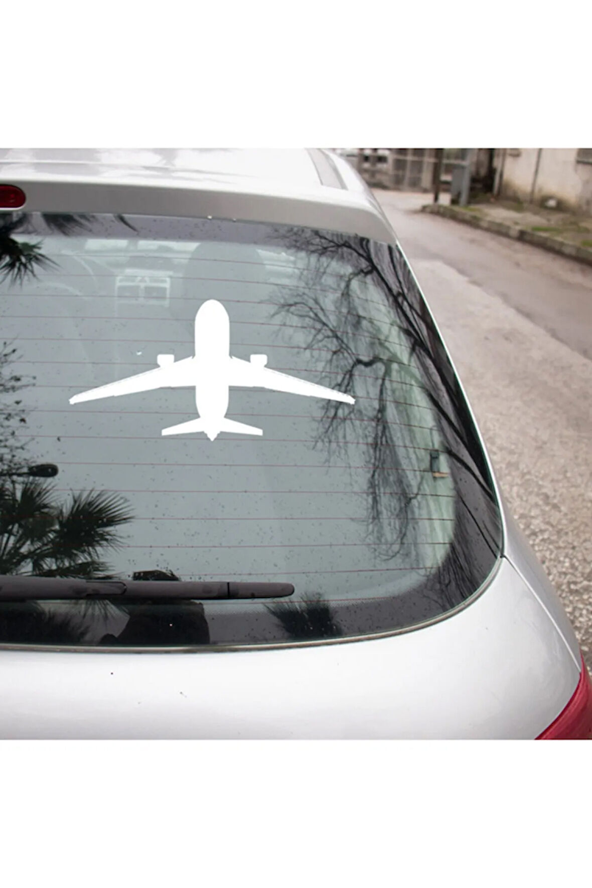Havalanan Uçak Oto Sticker Etiket yapıştırma  Beyaz Renk 22CM