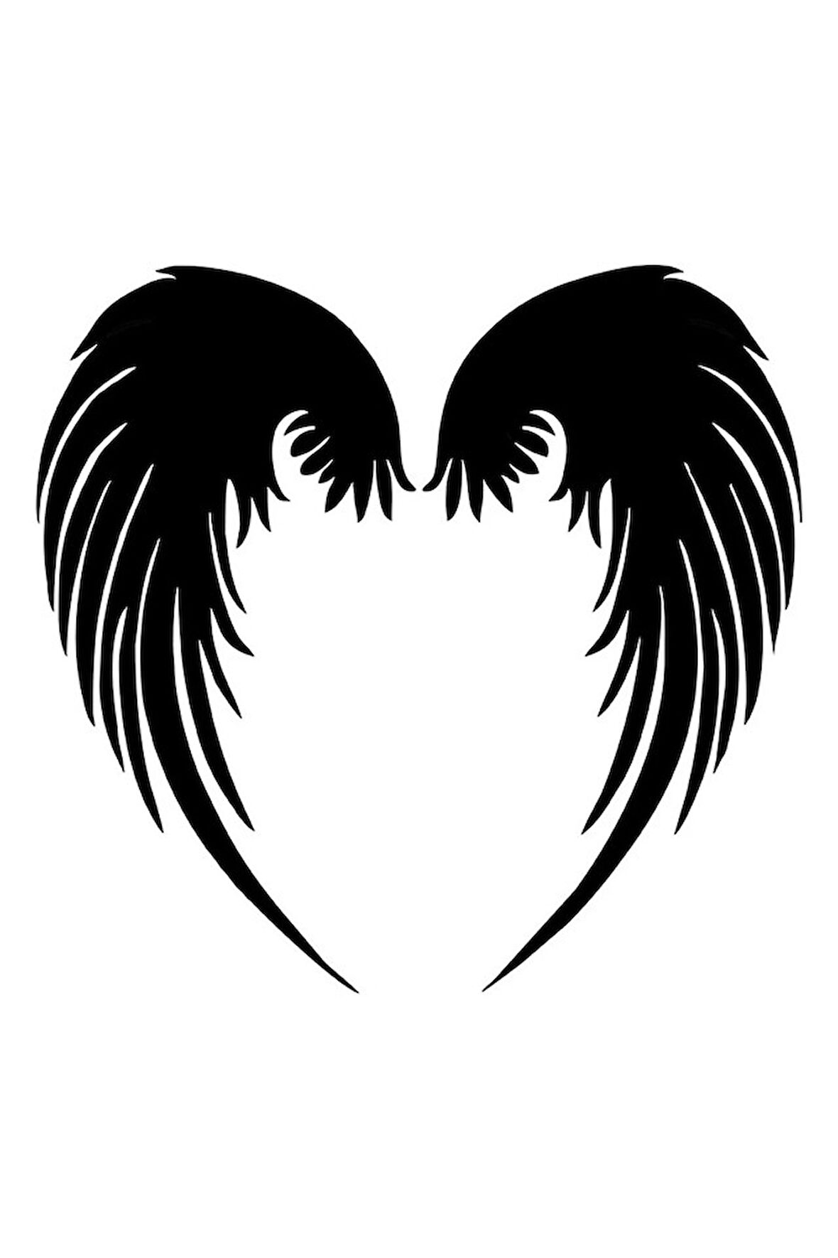 Kanat Melek Oto Araba Etiket Sticker Yapıştırma 15cm Siyah Renk