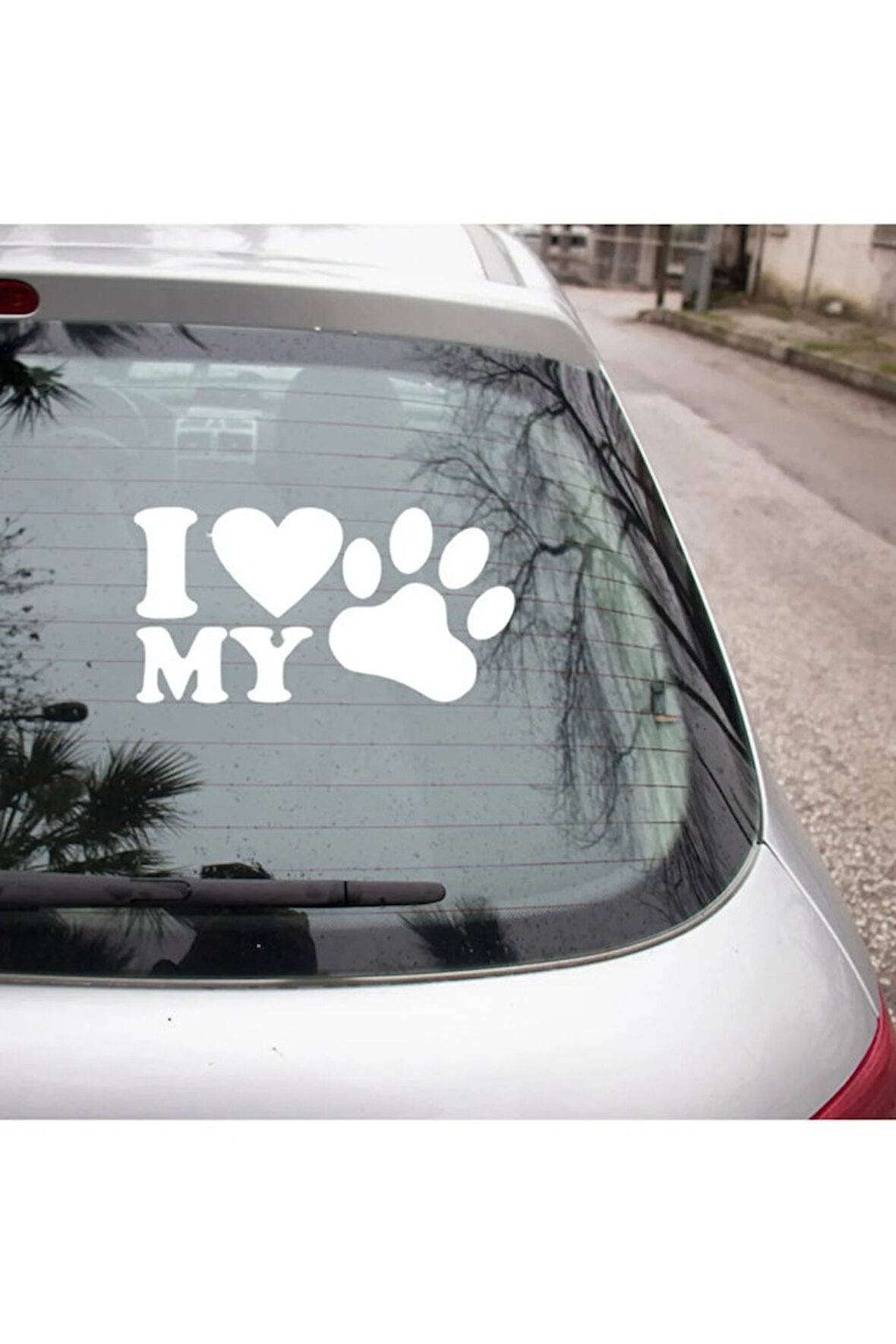 Kedi Köpek Pet Araba oto Sticker Pati Resmi Beyaz Renk