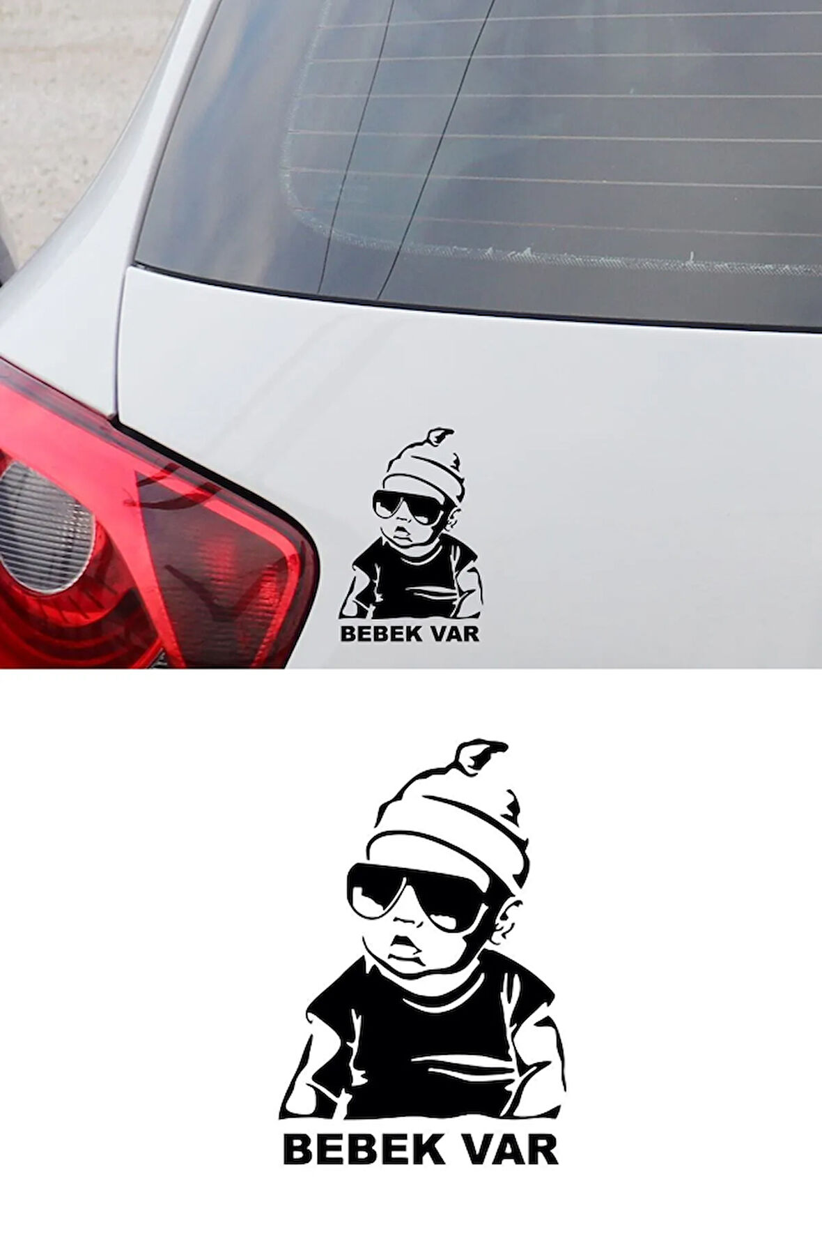 Sİyah Renk Arabada bebek Var Oto Sticker Etiket 20 CM
