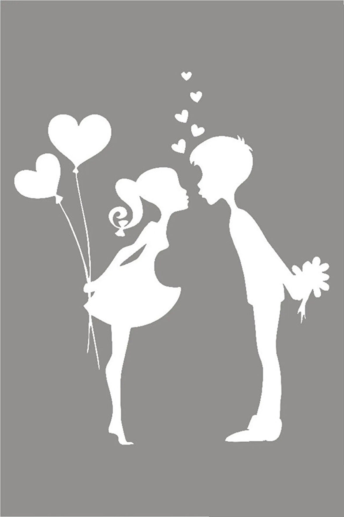 Süpriz Yapan Sevgililer Araba Oto Sticker Yapıştırma 15cm Beyaz