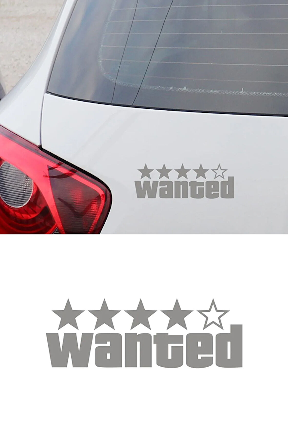 Wanted  Aranıyor oto Sticker Araba etiket Gri Renk 20CM