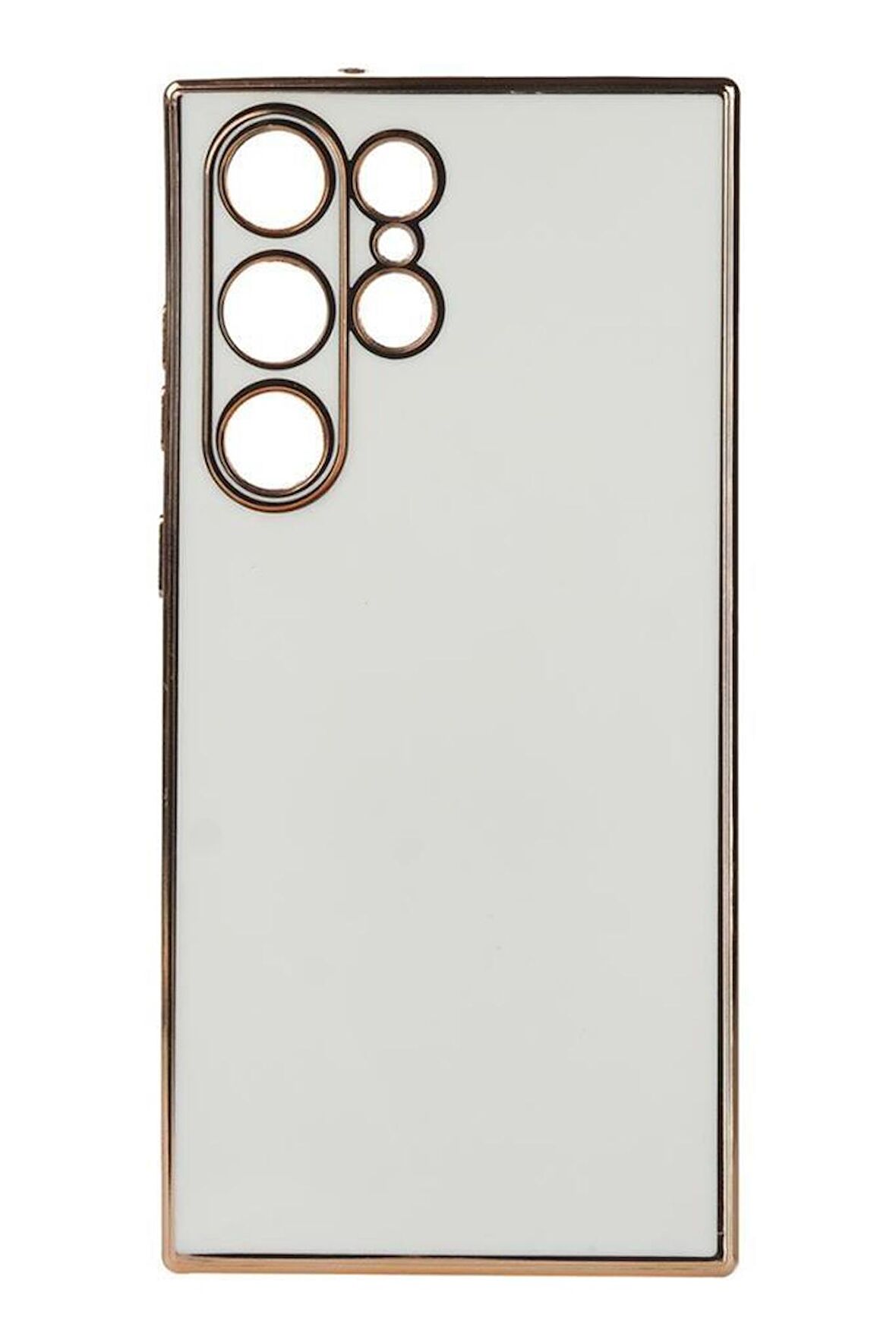 Galaxy S23 Ultra Kılıf Kamera Korumalı Altın Kenar Tasarım Silikon