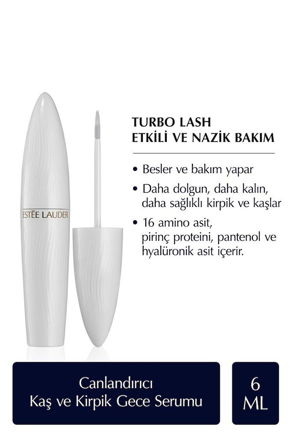 Estee Lauder Turbo Lash Canlandırıcı, Güçlendirici ve Besleyici Kaş ve Kirpik Gece Serumu - 6ml