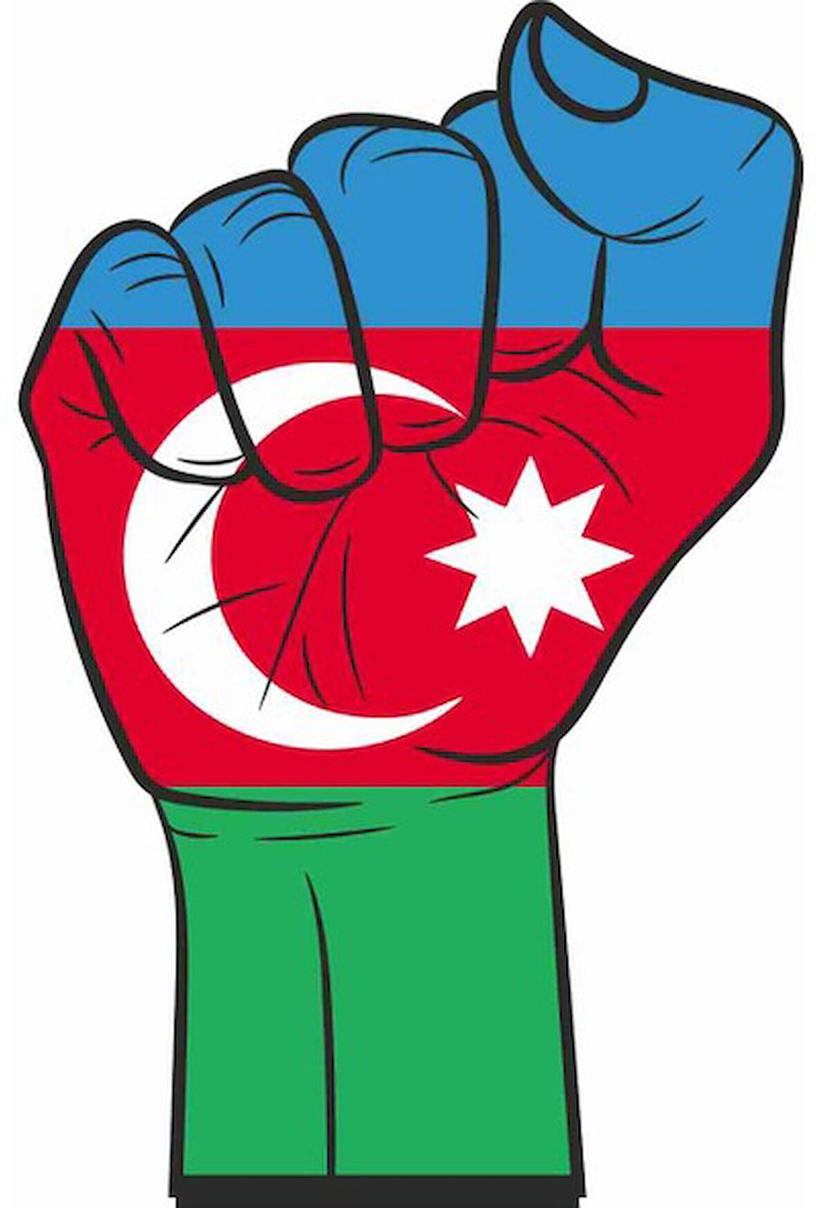 Azerbaycan Gücü Yumruk Sticker Etiket Yapıştırma 18CM