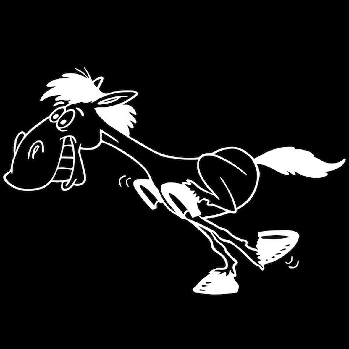 Komik At Sticker Etiket Yapıştırma 18CM beyaz Renk