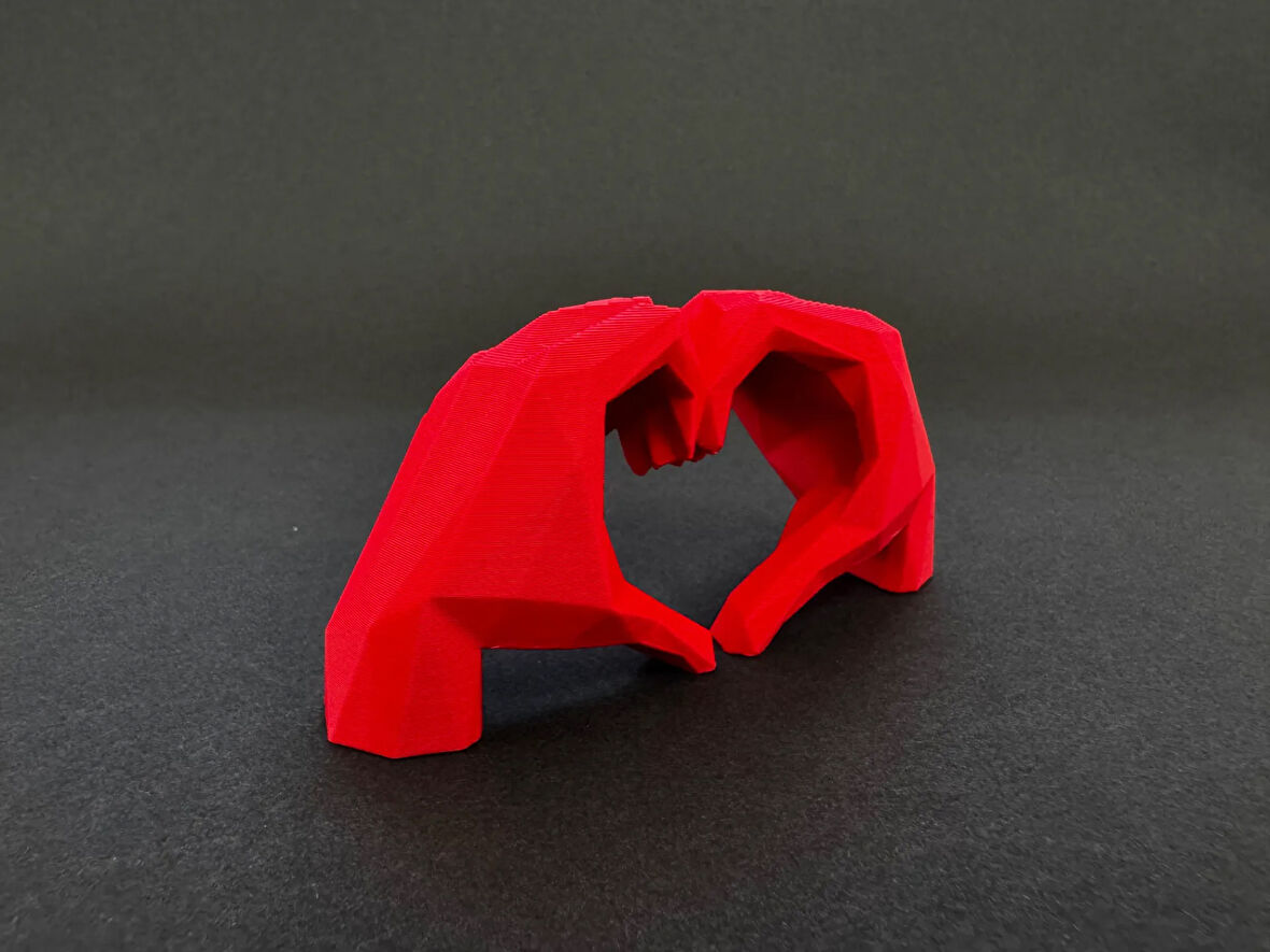 Kırmızı renk Kalp yapan 2 El  Sevgi Aşk Hediyelik Obje Özel bAskı 14 CM