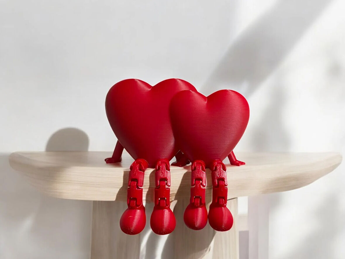 Oturan Sevgililer Kalp hediyelik Mini Obje Sevgililer Günü 12CM