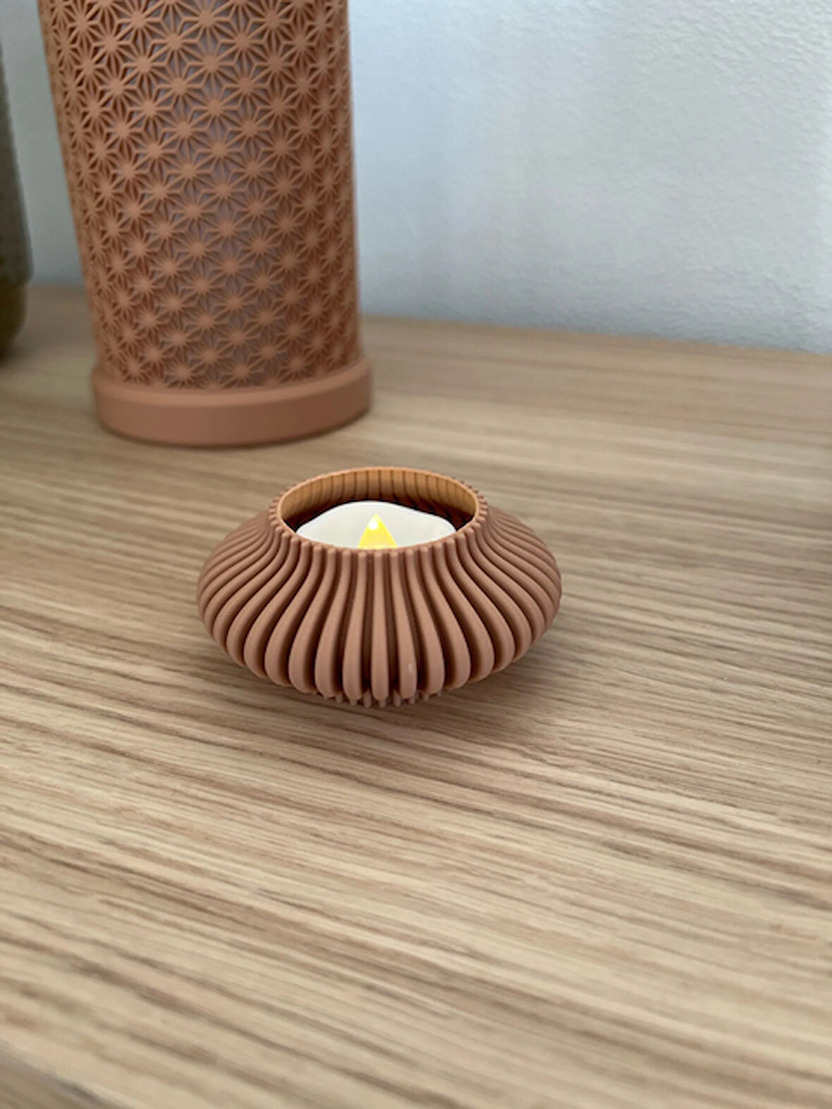 Ahşap Renk Led Mumluk Led Yemek Masası için Dekorasyon, Modern Masa Dekorasyonu