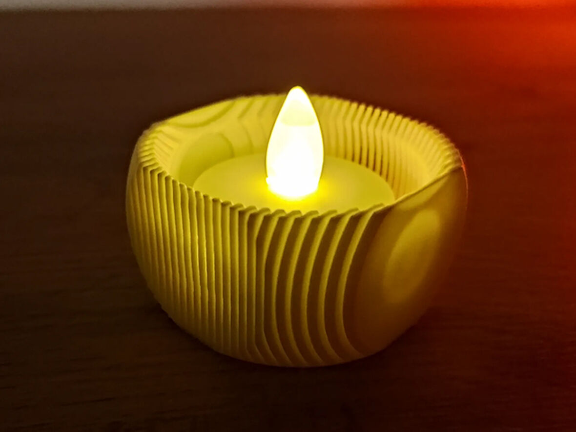 Mini Şamdan Mumluk Decor Mum Dahil Ahşap Renk Masa Dekor