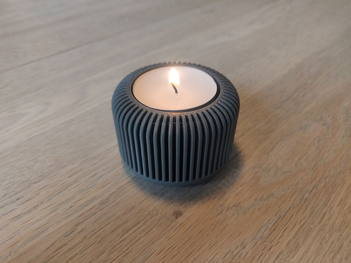 Mini Şamdan Mumluk Decor Mum Dahil Gri Renk Masa Dekor  MD