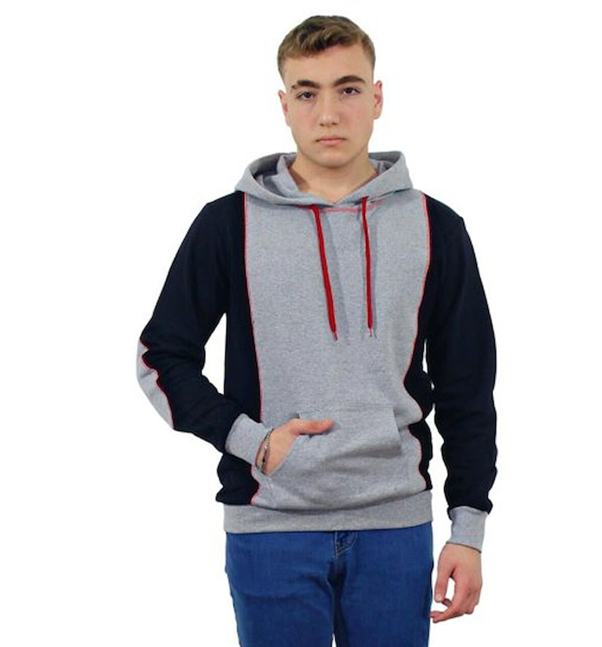 KAPÜŞONLU SWEAT İKİ İPLİK LACİVERT 3XL