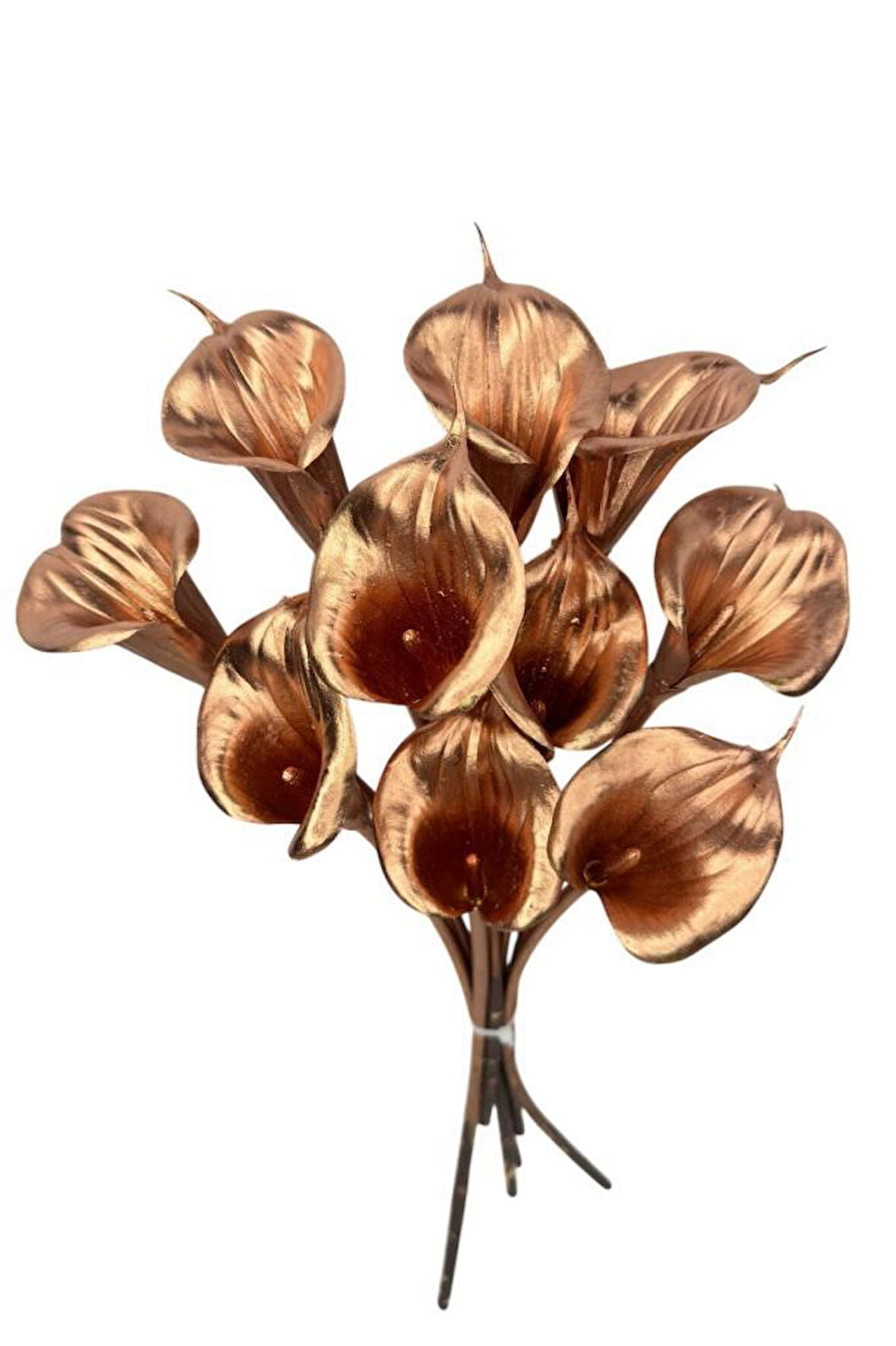 Yapay Çiçek Bronz Renk Gala Eva Malzeme Cala Flower 8li Demet