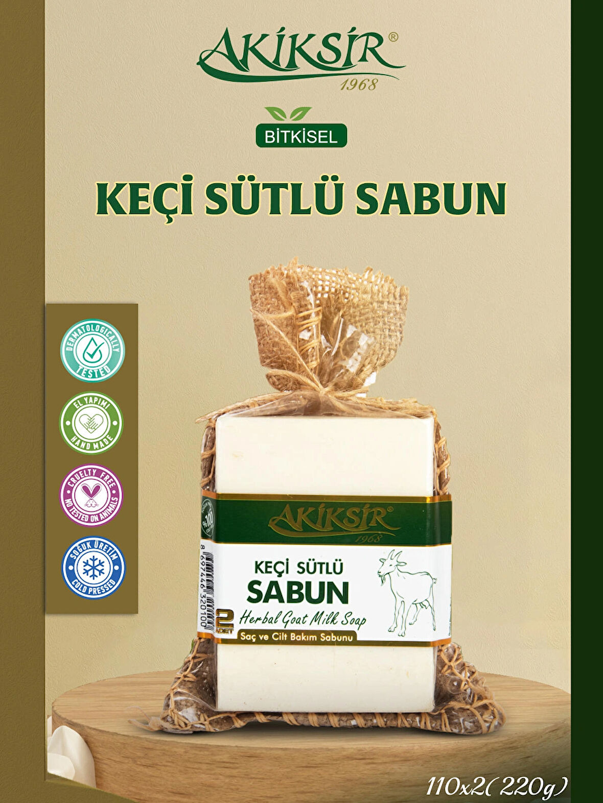 Keçi Sütlü Bitkisel Sabun – 2 Adet – 2x110g