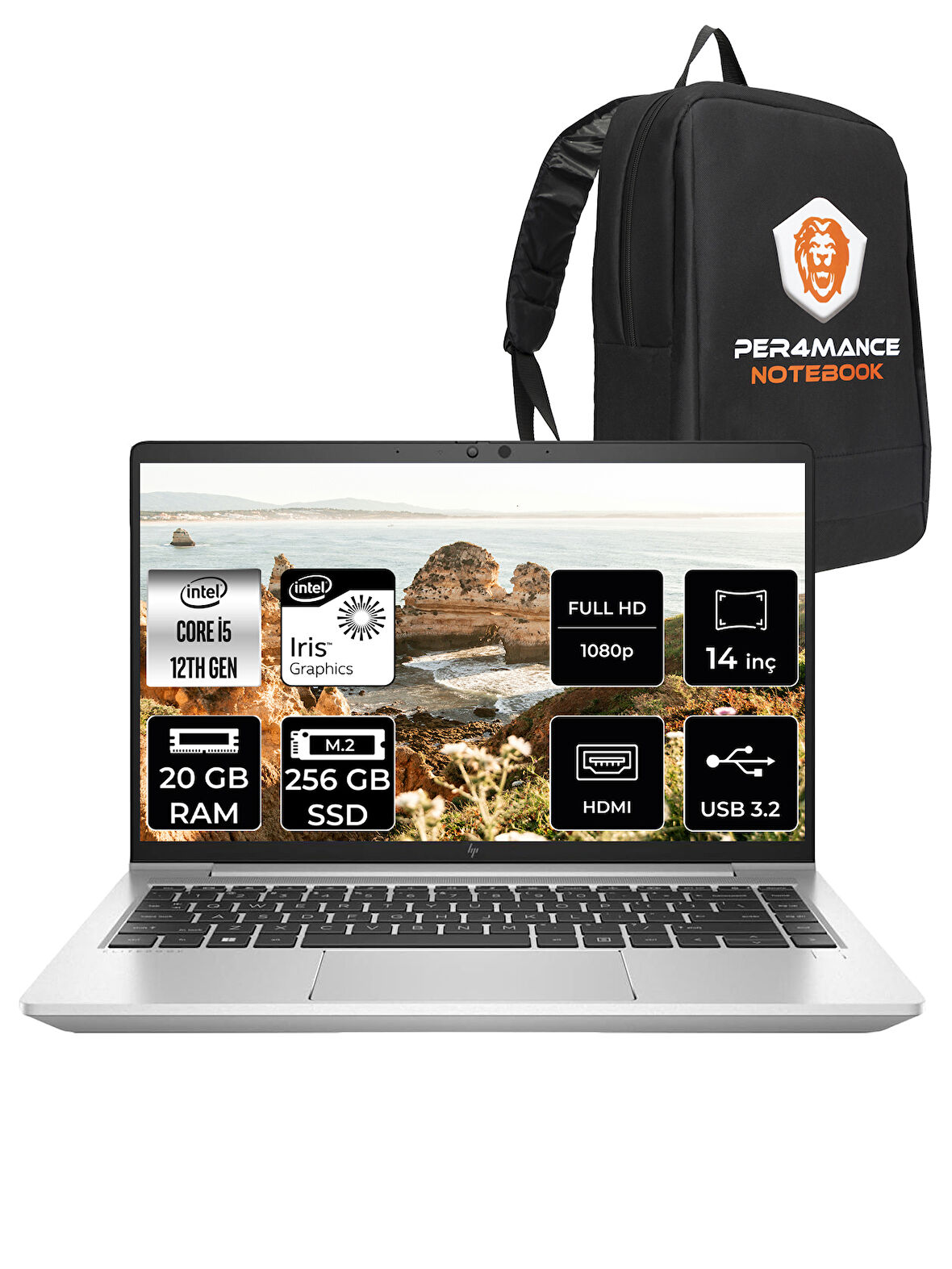 HP EliteBook 640 G9 Intel Core i5 1235U 20GB 256GB SSD 14" FHD FDOS Taşınabilir Bilgisayar & PER4 Çanta