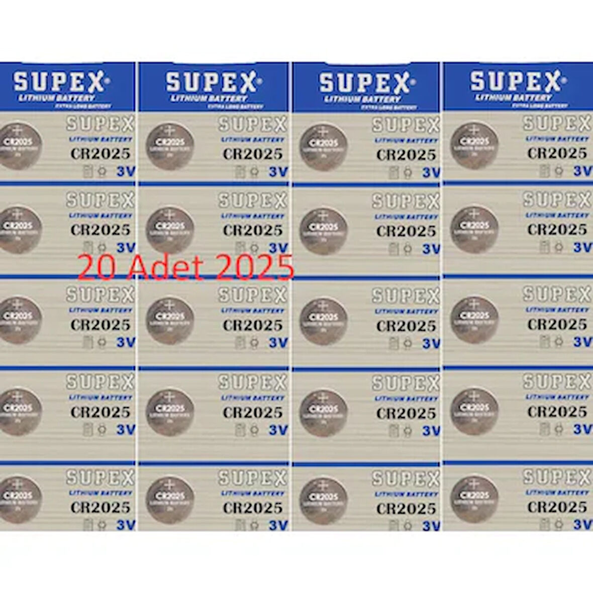 20 Adet Supex Extra Long Battery Cr2025 3v Blister Lityum Pil
