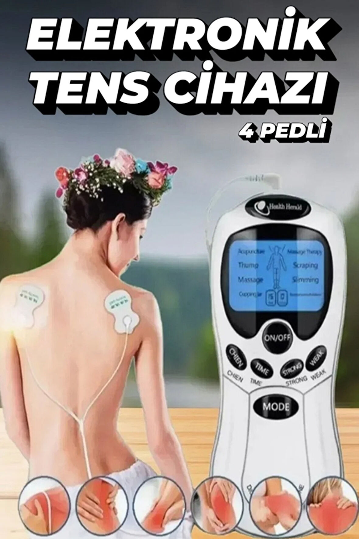 2 Kanallı Fizik Tedavi Tens Cihazı Dijital Portatif Tens, Ems, Masaj Cihazı