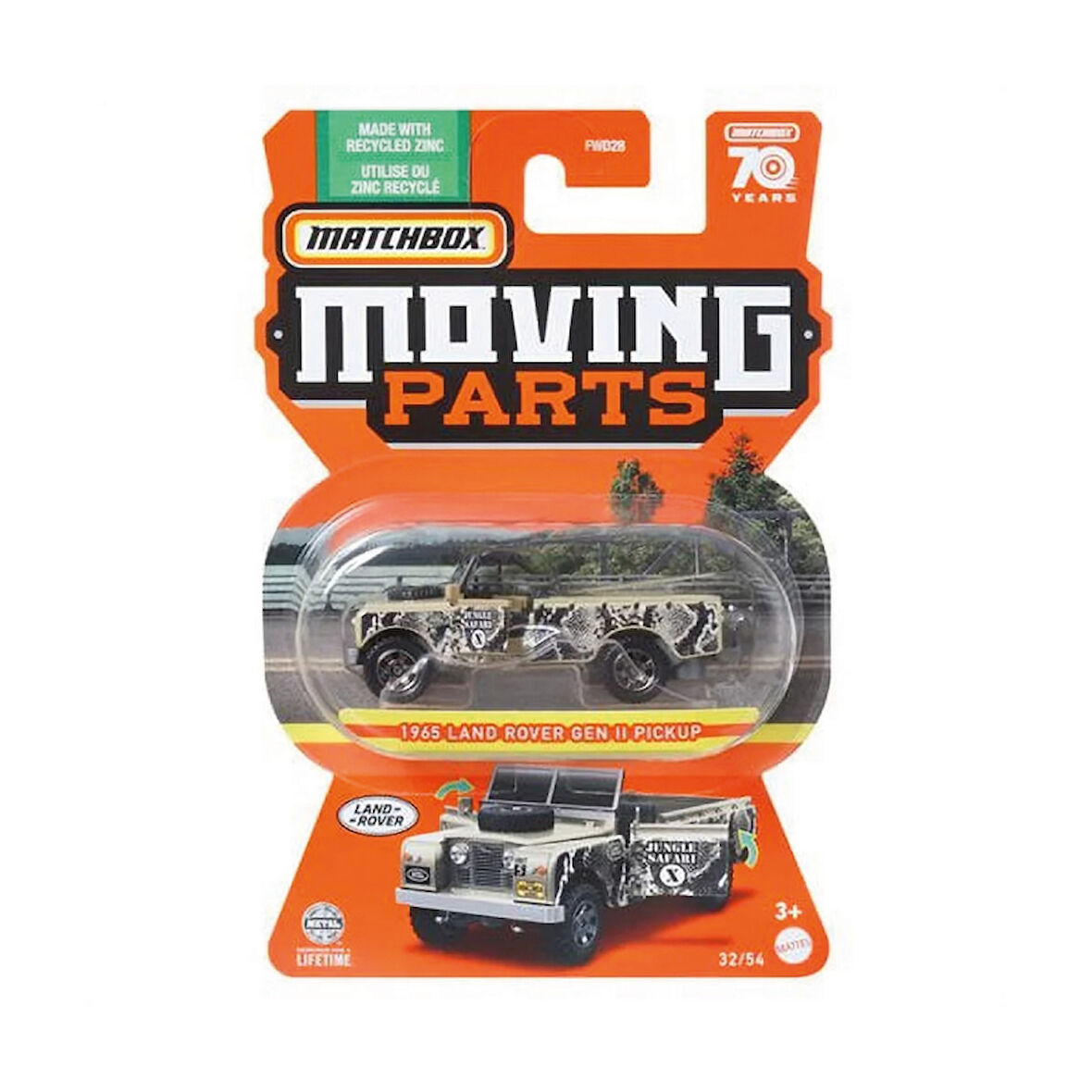 Matchbox 1/64 Ölçek Moving Parts Uzun Kart Araçlar HLG17 1965 Land Rover Gen II Pickup