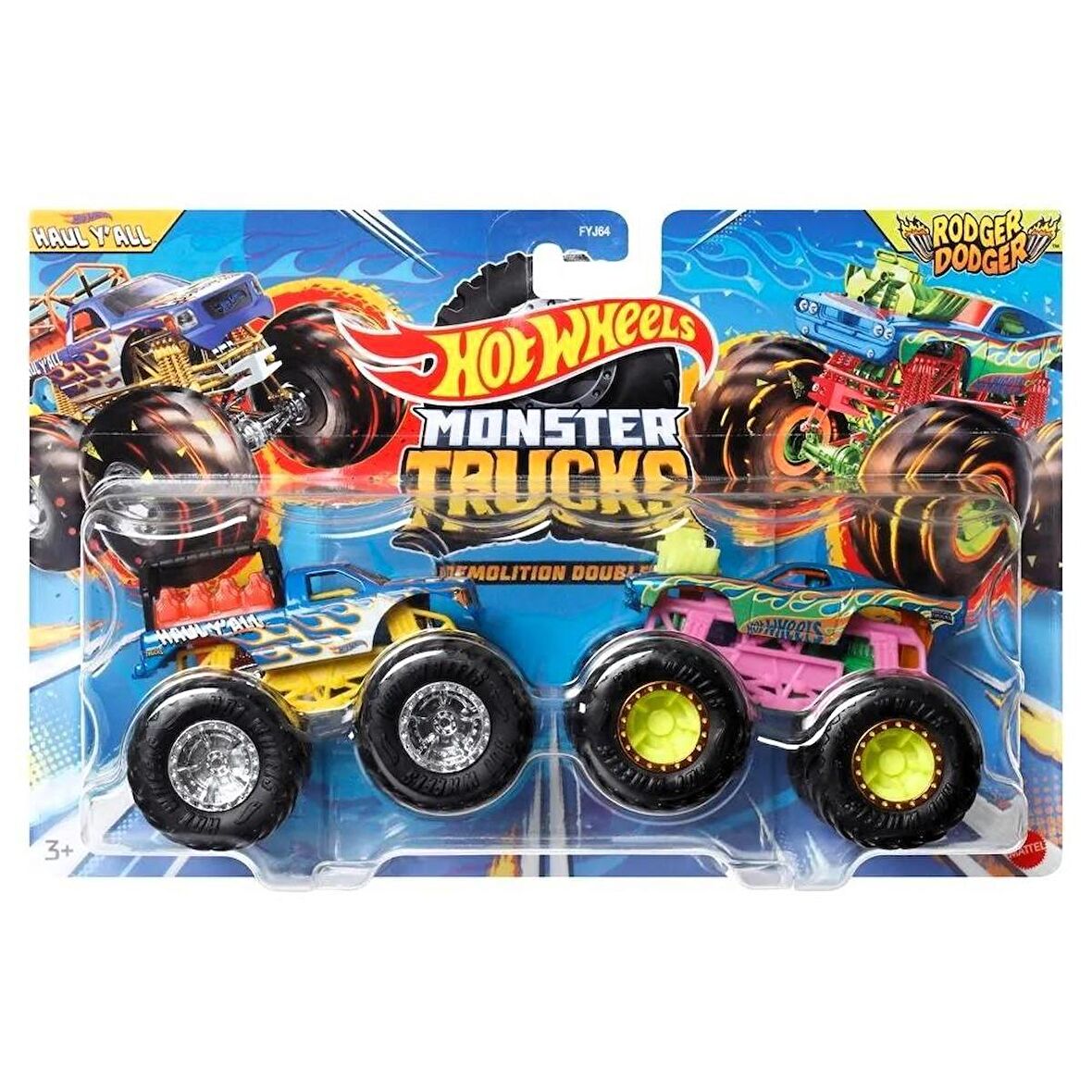  Hot Wheels Monster Trucks 1:64 Güçlü İkili Arabalar HAUL Y ALL VS RODGER DODGER FYJ64-LWN60 