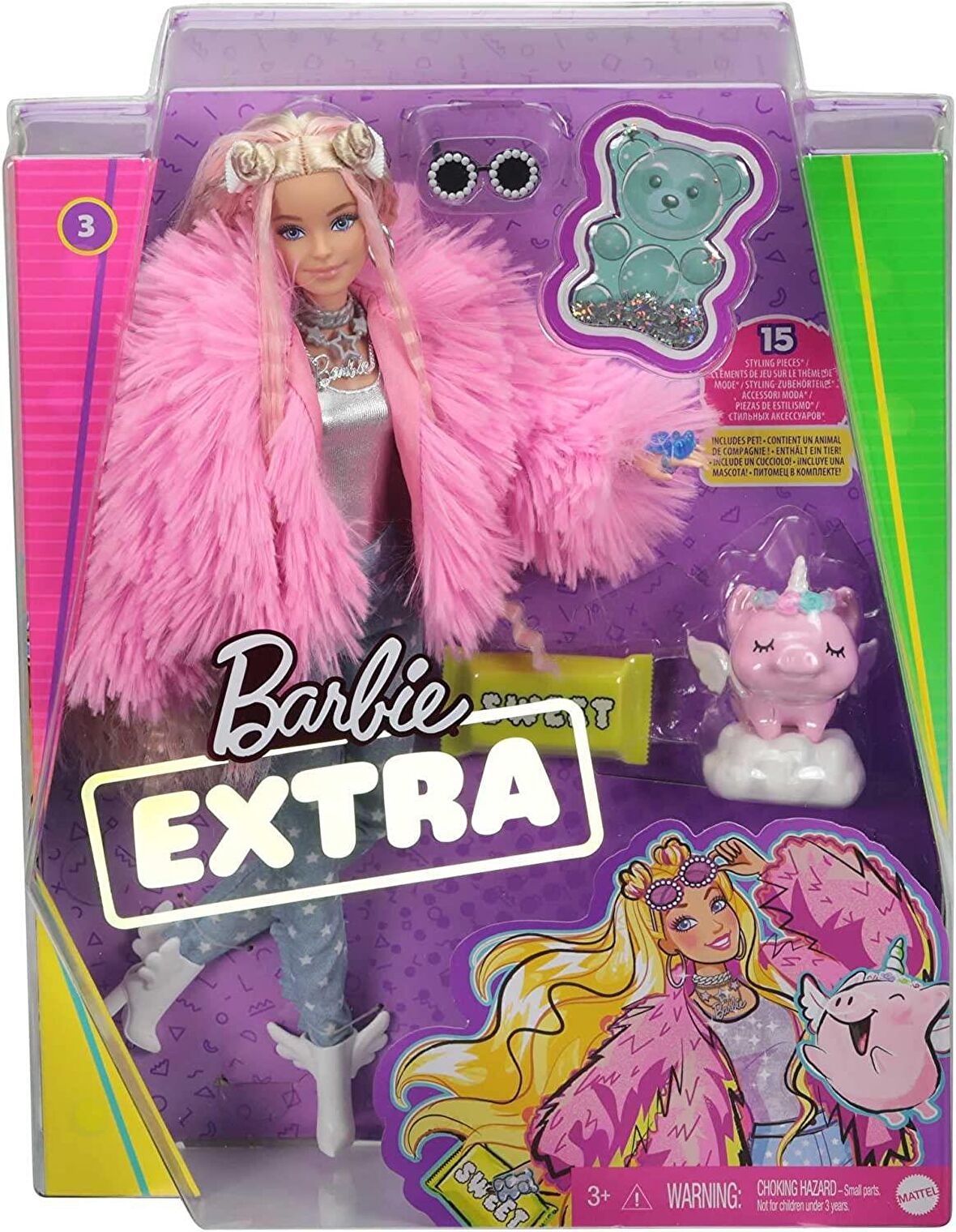 Barbie Extra Pembe Ceketli Bebek GRN28