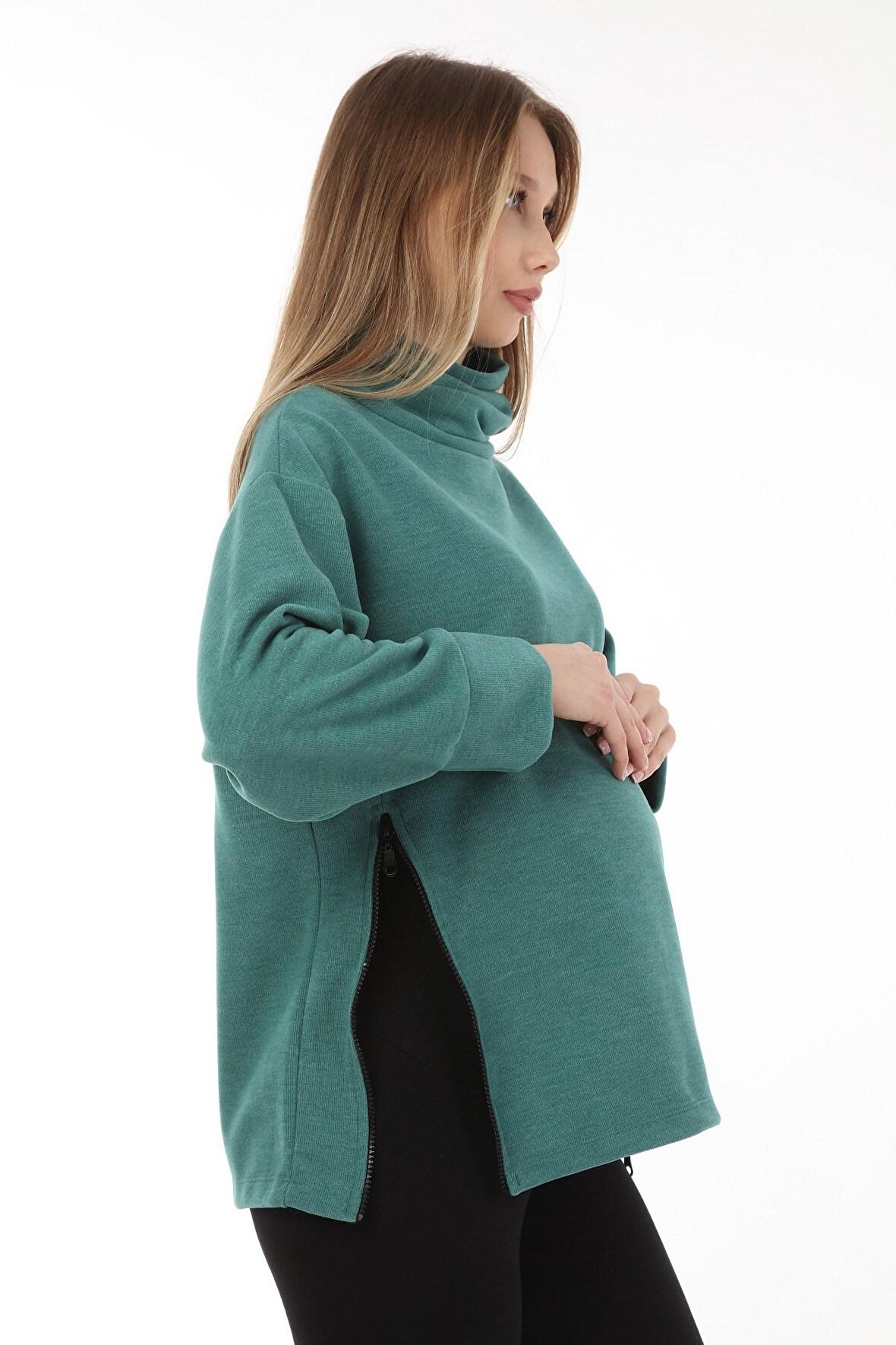 Luvmabelly MYRA4281 Fermuarlı Hamile Sweatshirt -Y